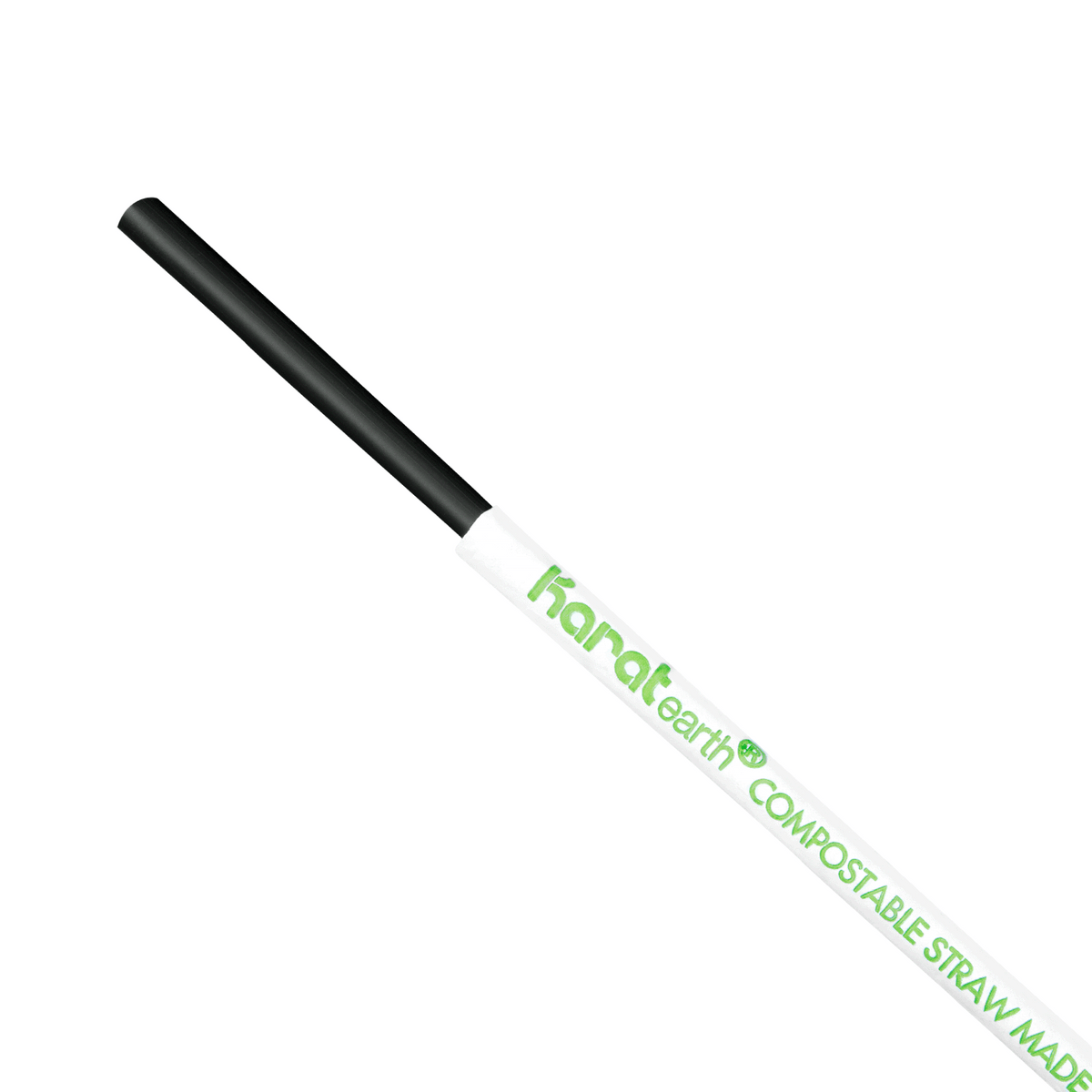 Karat Earth 8.75" Giant PLA Straw (8mm) Paper Wrapped, Black - 2,500 pcs