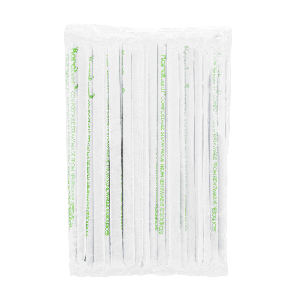 Karat Earth 8.75" Giant PLA Straw (8mm) Paper Wrapped, Black - 2,500 pcs