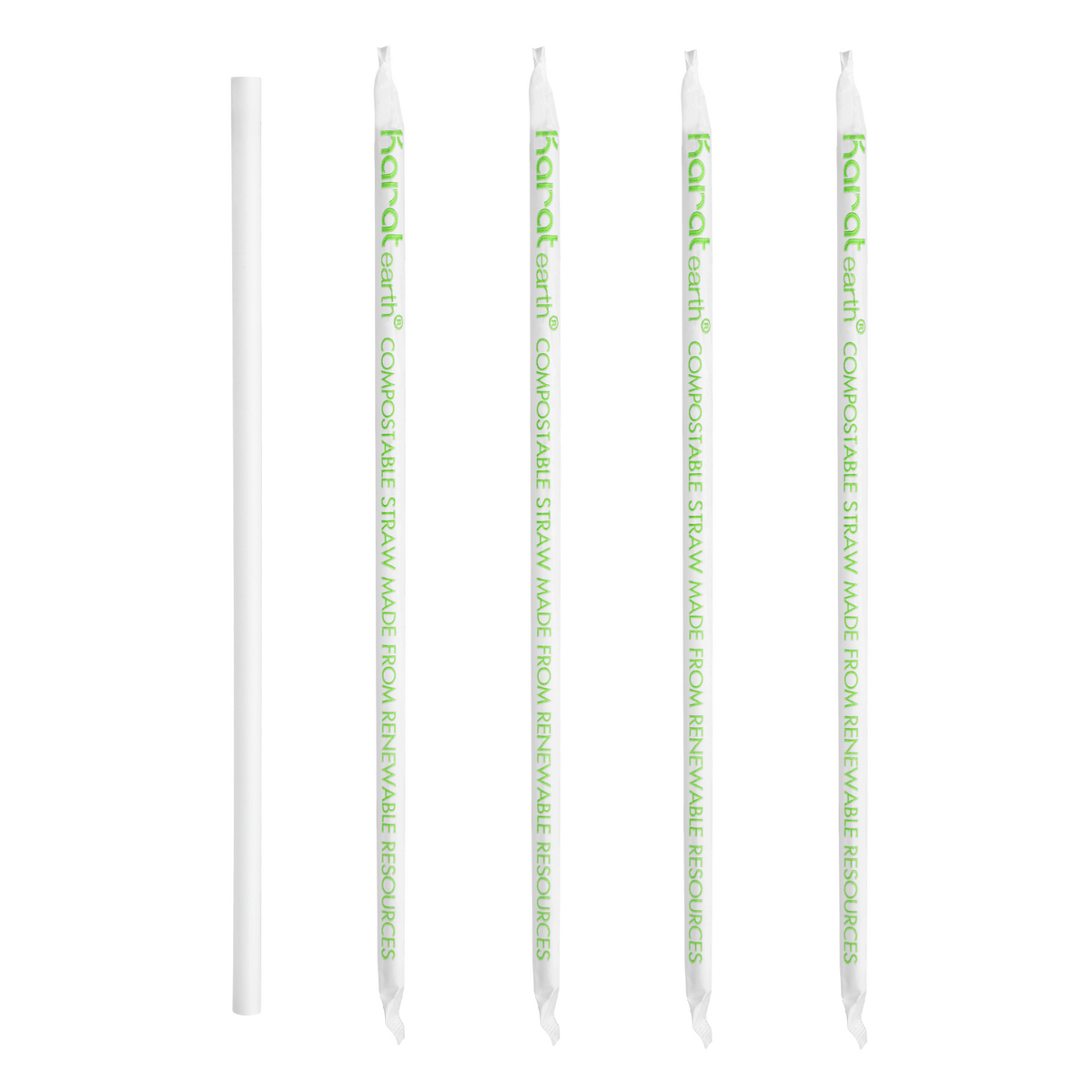 Karat Earth 10.25" PLA Giant Paper Wrapped Straw (8mm), Wihte - 1,200 pcs