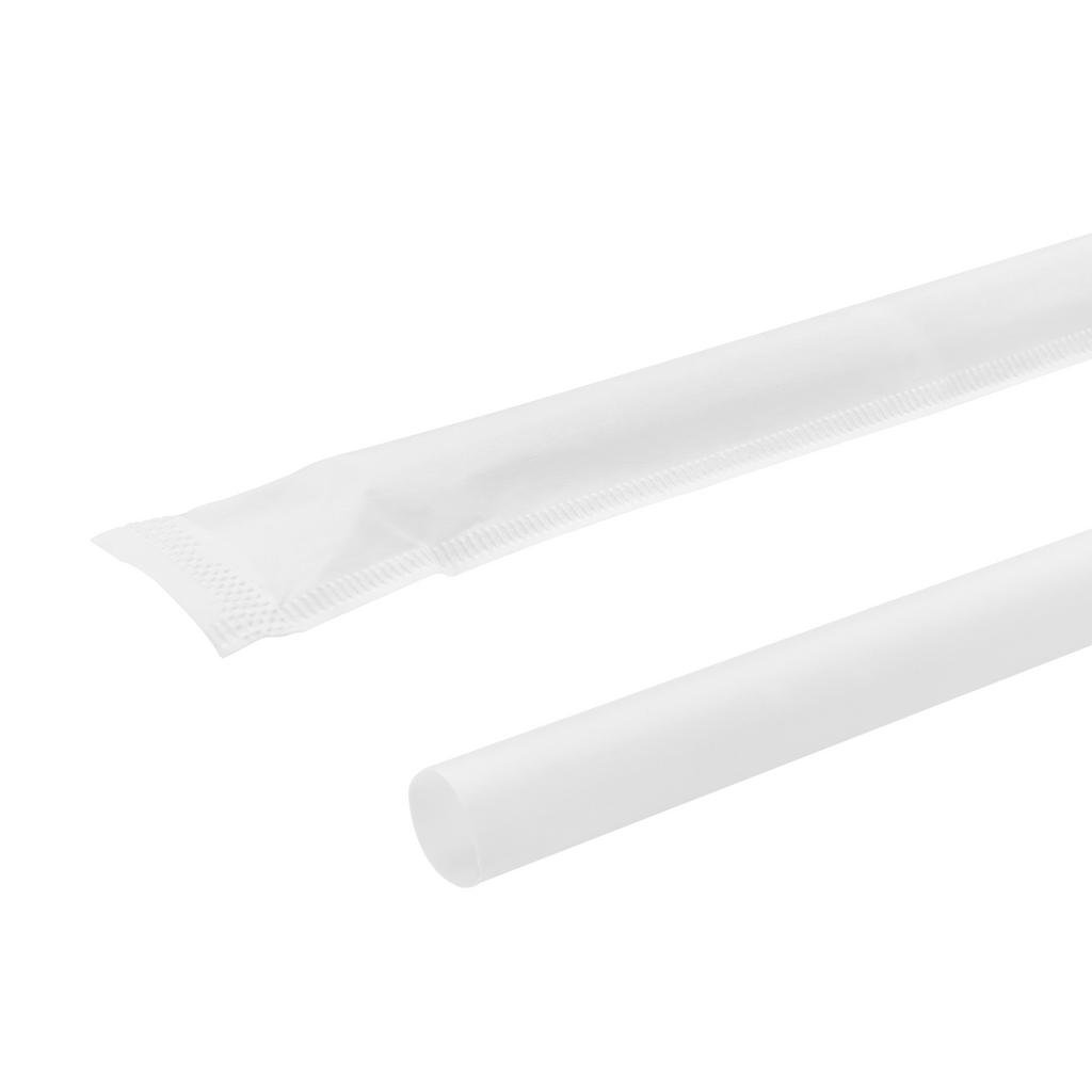 Karat Earth 10.25" PLA Giant Paper Wrapped Straw (8mm), Wihte - 1,200 pcs