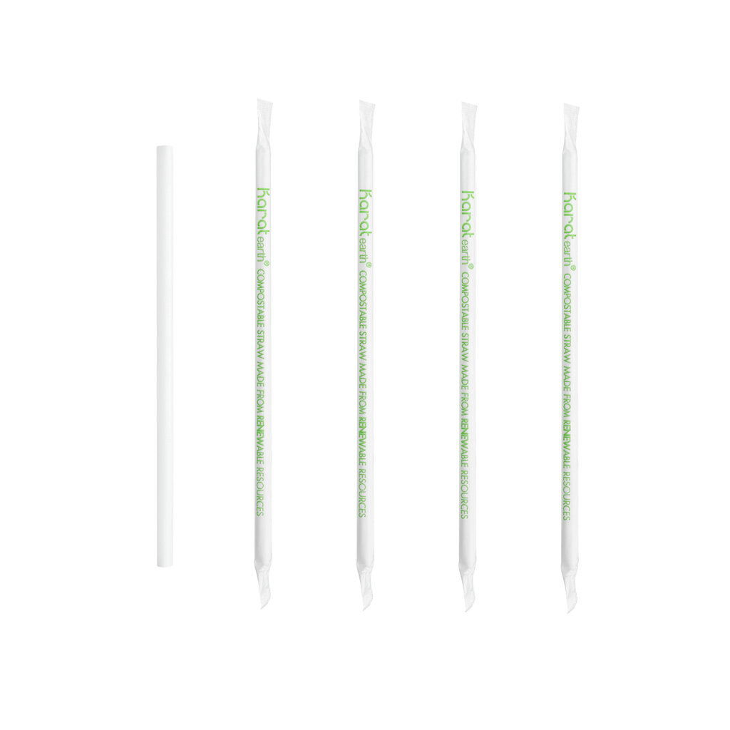 Karat Earth 7.75" PLA Giant Paper Wrapped Straw (8mm), Wihte - 2,000 pcs