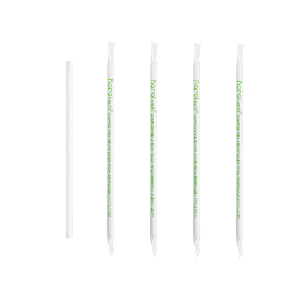 Karat Earth 7.75" PLA Giant Paper Wrapped Straw (8mm), Wihte - 2,000 pcs