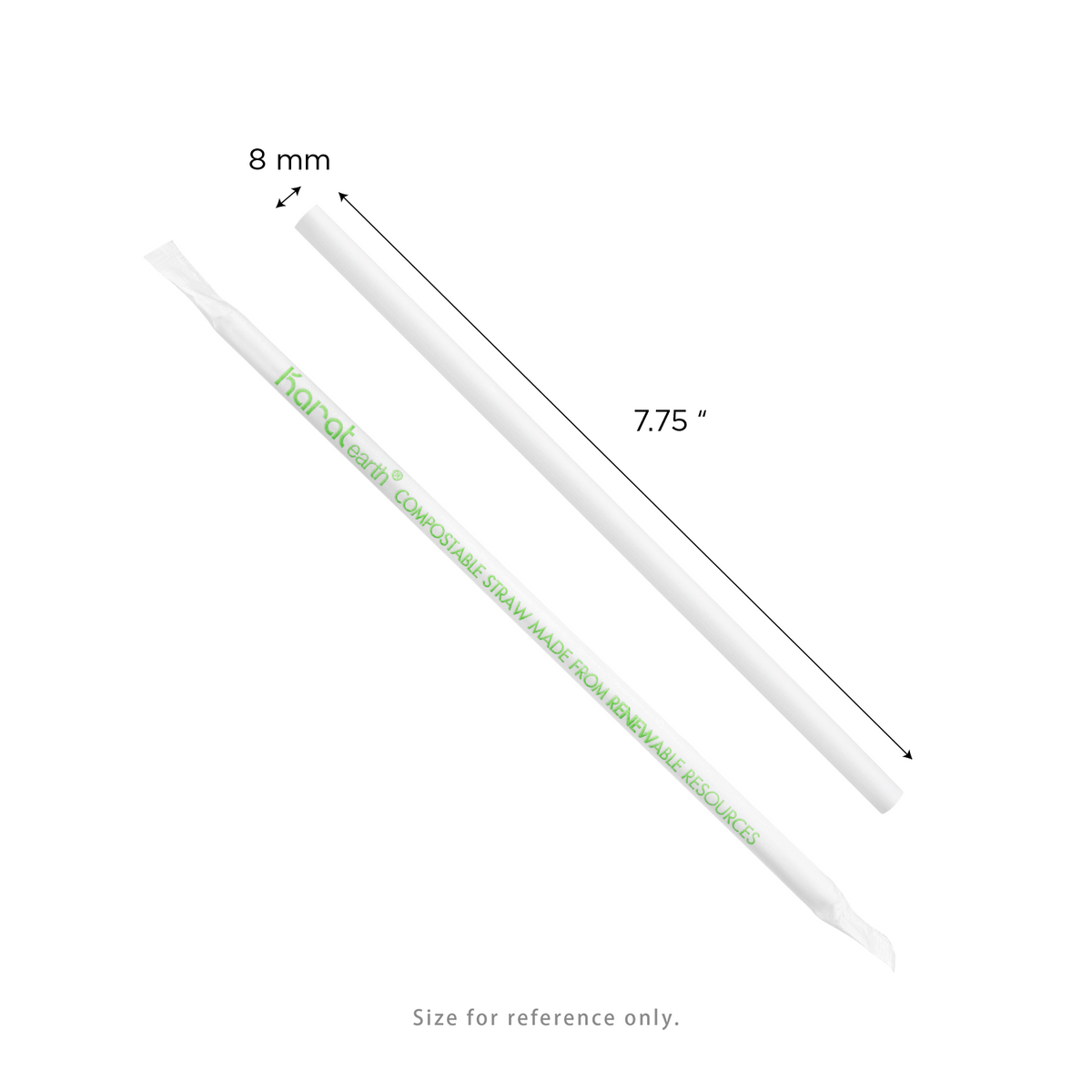 Karat Earth 7.75" PLA Giant Paper Wrapped Straw (8mm), Wihte - 2,000 pcs