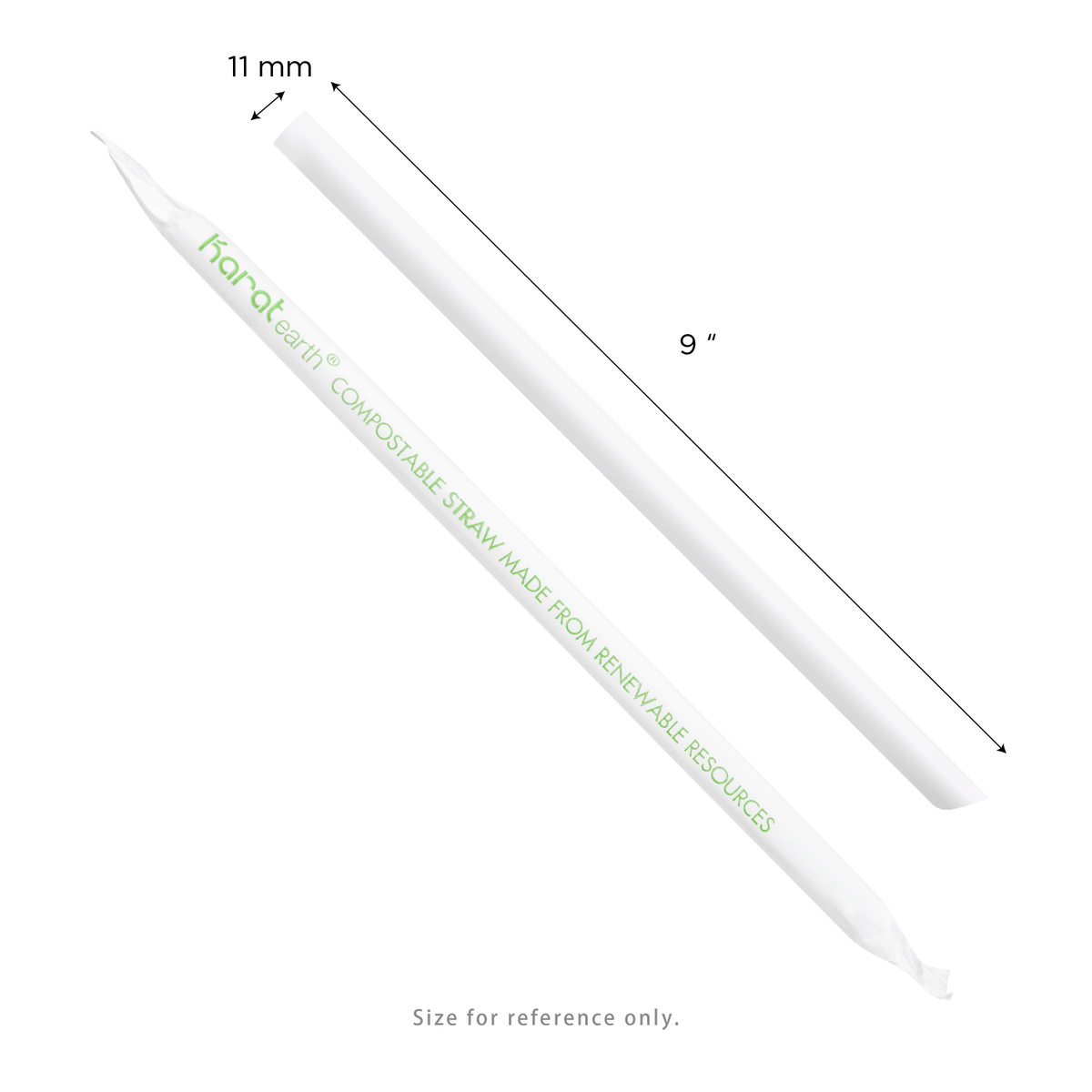 Karat Earth 9" PLA Colossal Paper Wrapped Straw (11mm), Wihte - 1,600 pcs
