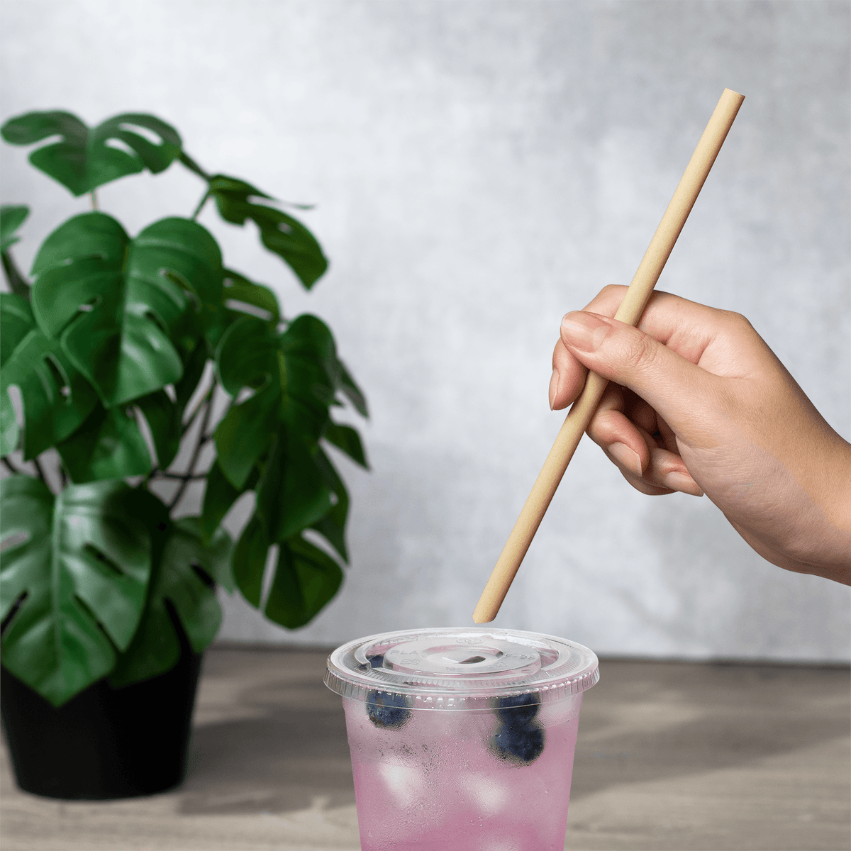 Karat Earth 9" Diagonal Cut Bamboo Fiber Giant Straws (8mm) Paper Wrapped, Natural - 3,000 pcs