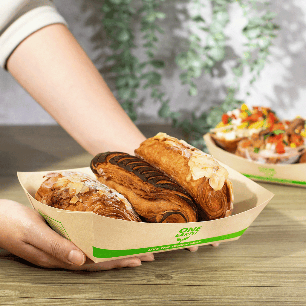 Karat Earth 5.0 lb Bamboo Natural Food Tray, Generic Print - 500 pcs