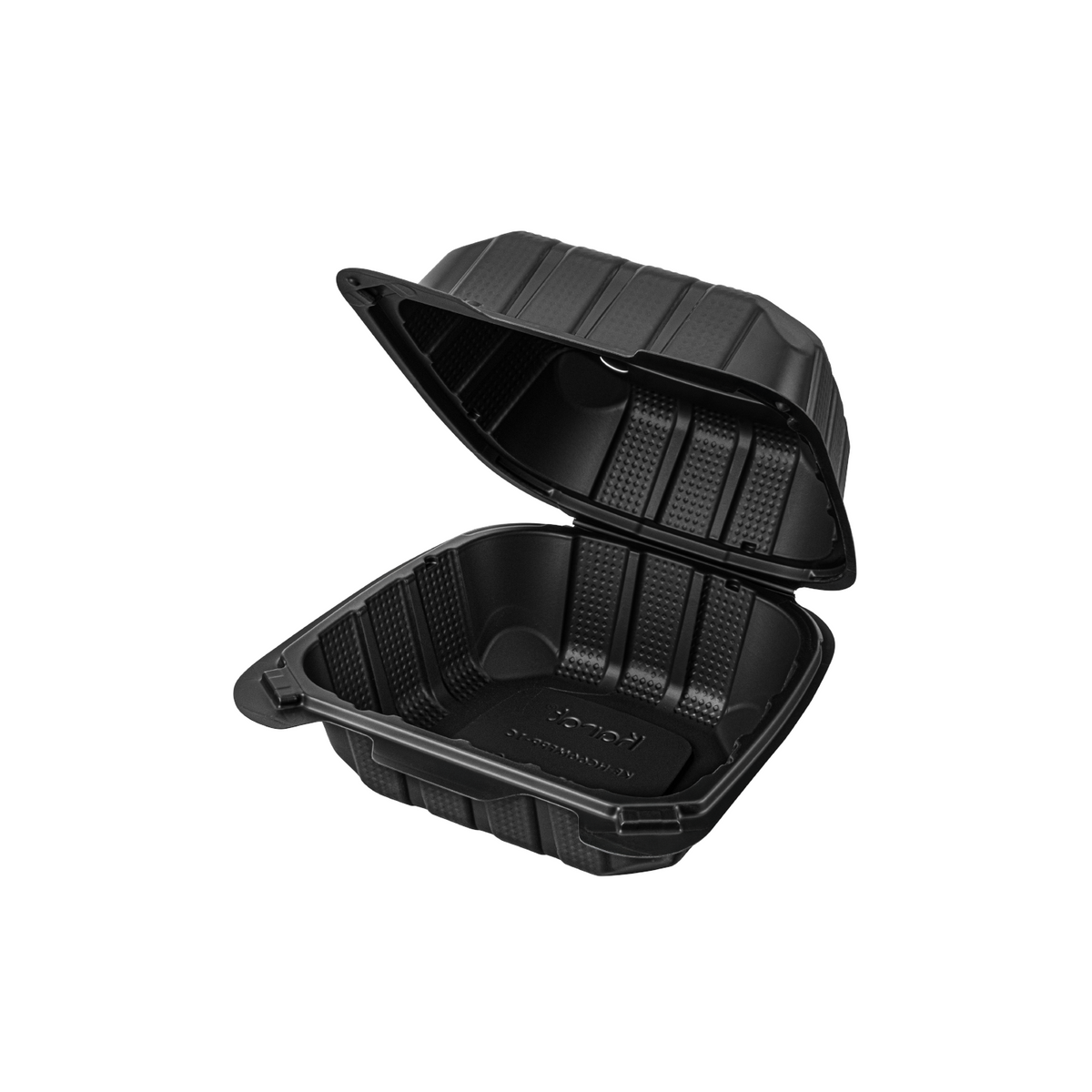 Karat Earth 6" x 6" Mineral Filled PP Hinged Container, Black - 400 pcs