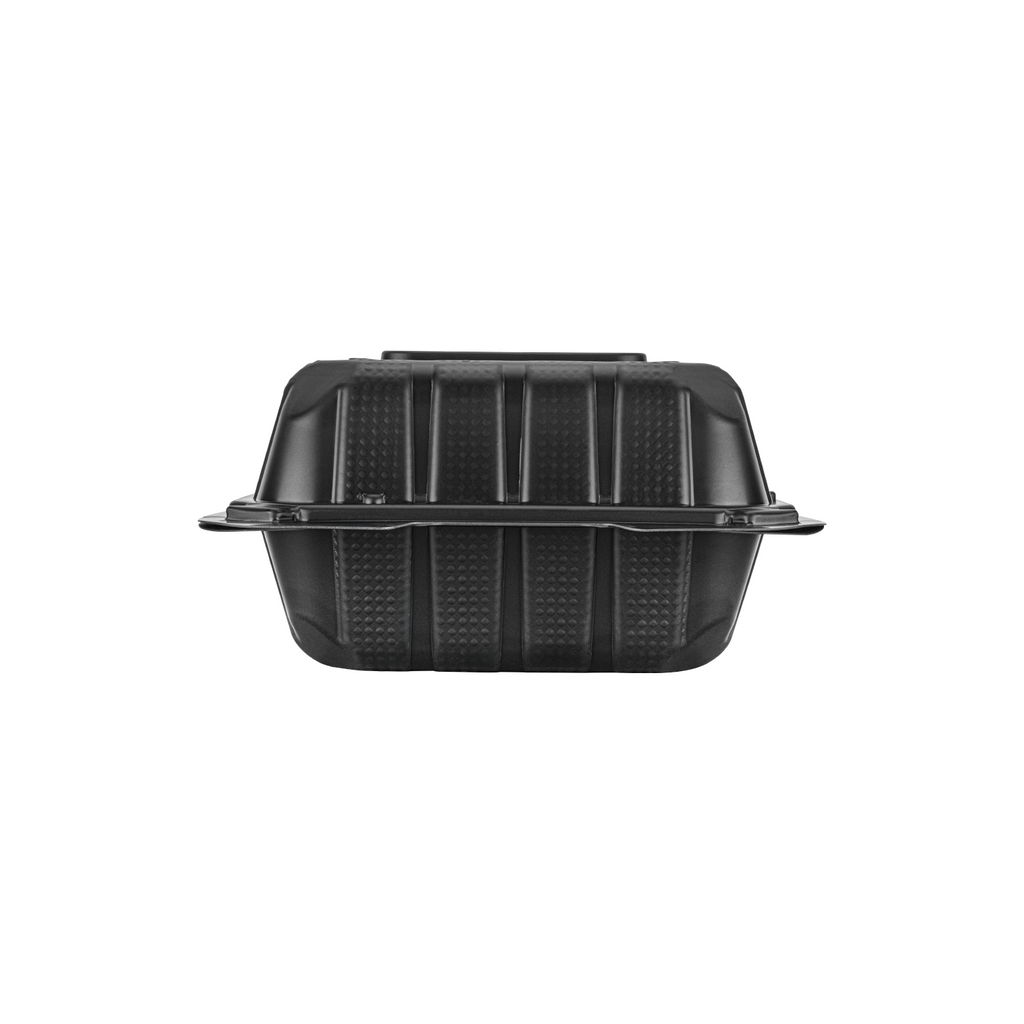 Karat Earth 6" x 6" Mineral Filled PP Hinged Container, Black - 400 pcs