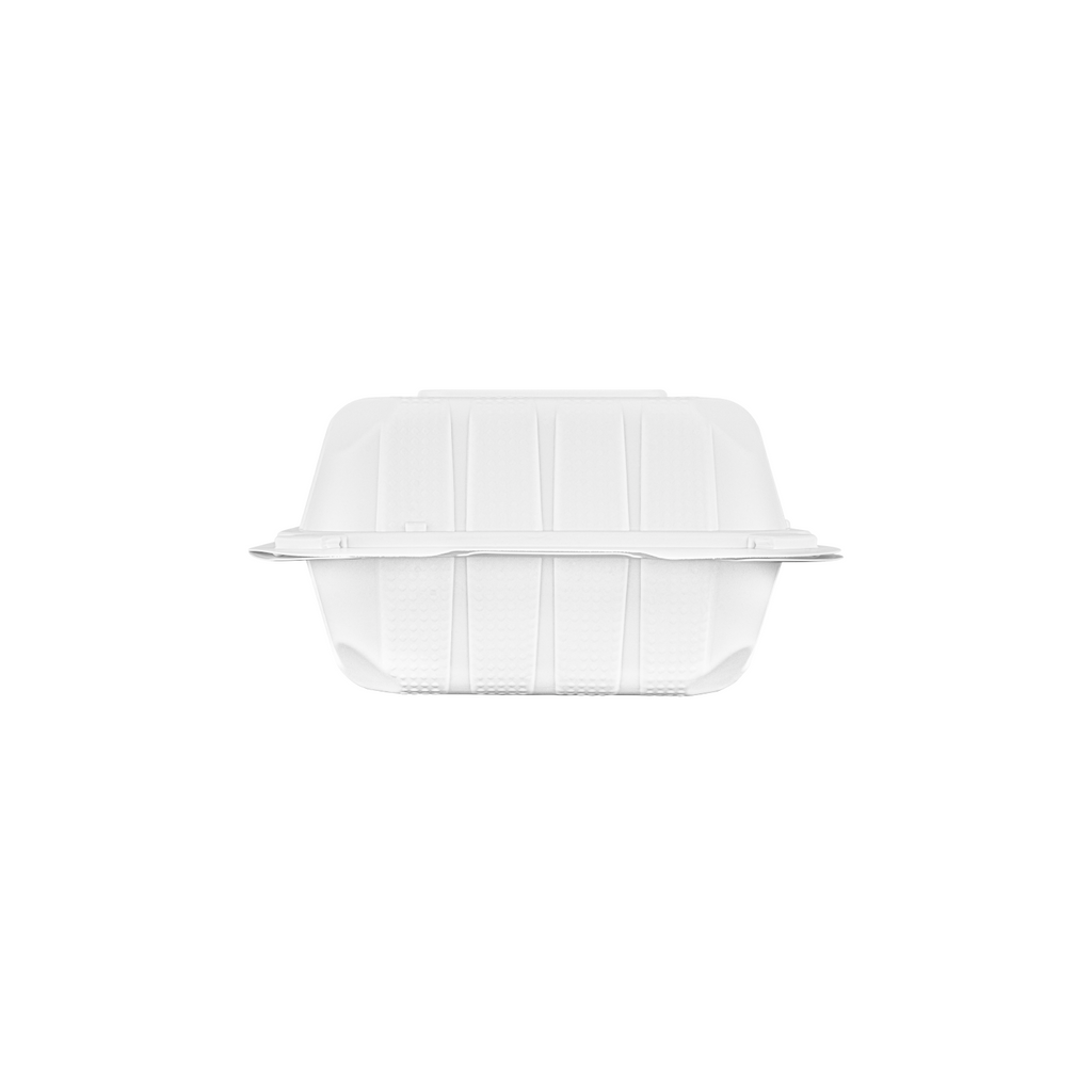 Karat Earth 6" x 6" Mineral Filled PP Hinged Container, White - 400 pcs