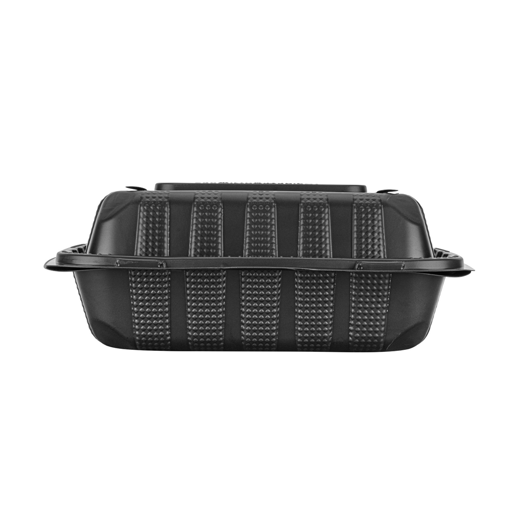 Karat Earth 8" x 8" Mineral Filled PP Hinged Container, Black - 200 pcs