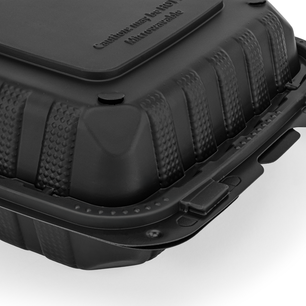 Karat Earth 8" x 8" Mineral Filled PP Hinged Container, Black - 200 pcs
