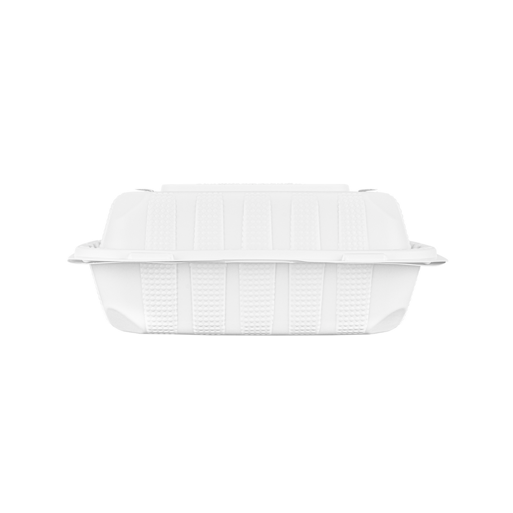Karat Earth 8" x 8" Mineral Filled PP Hinged Container, White - 200 pcs
