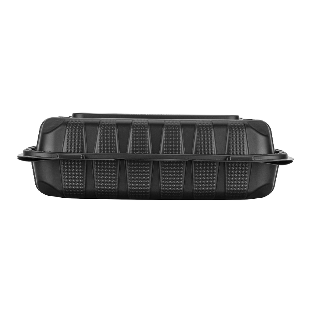 Karat Earth 9" x 6" Mineral Filled PP Hinged Container, Black - 250 pcs