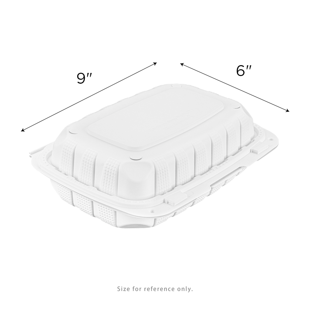 Karat Earth 9" x 6" Mineral Filled PP Hinged Container, White - 250 pcs