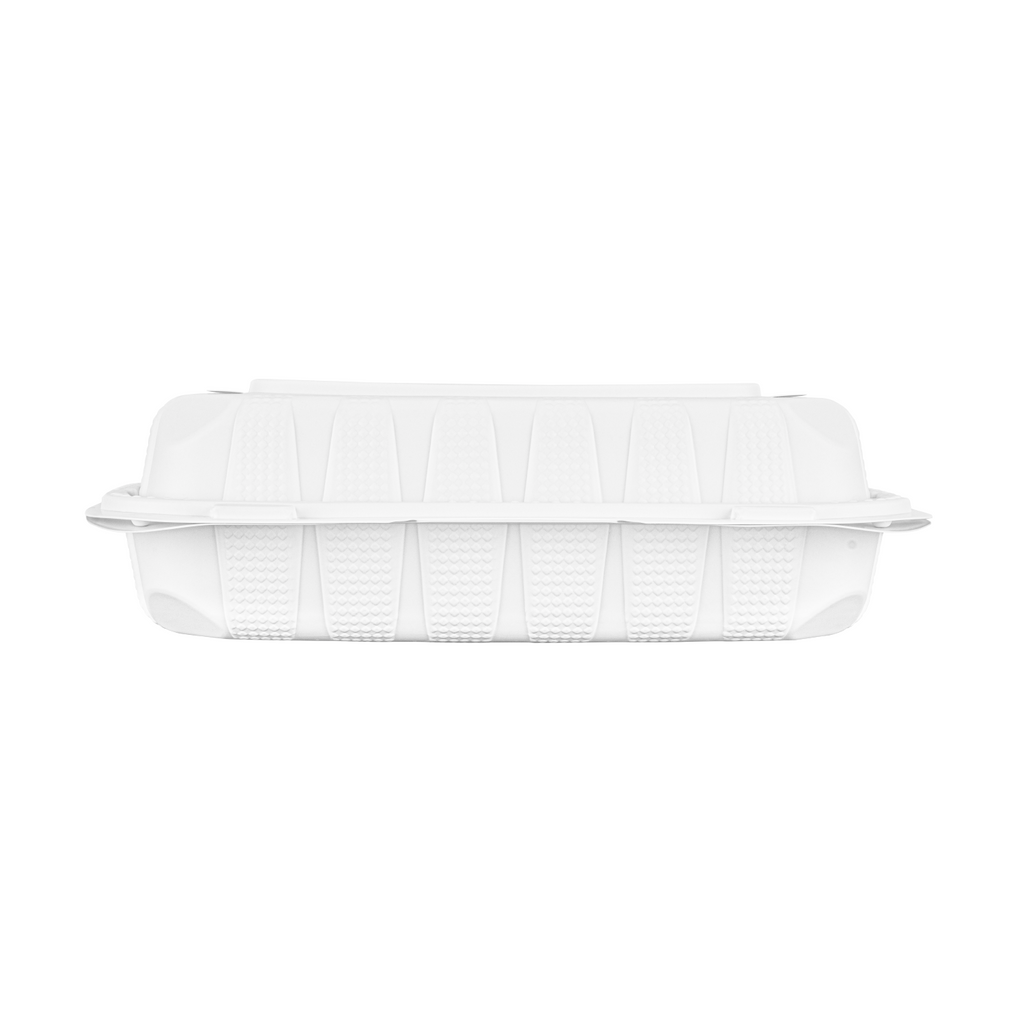 Karat Earth 9" x 6" Mineral Filled PP Hinged Container, White - 250 pcs