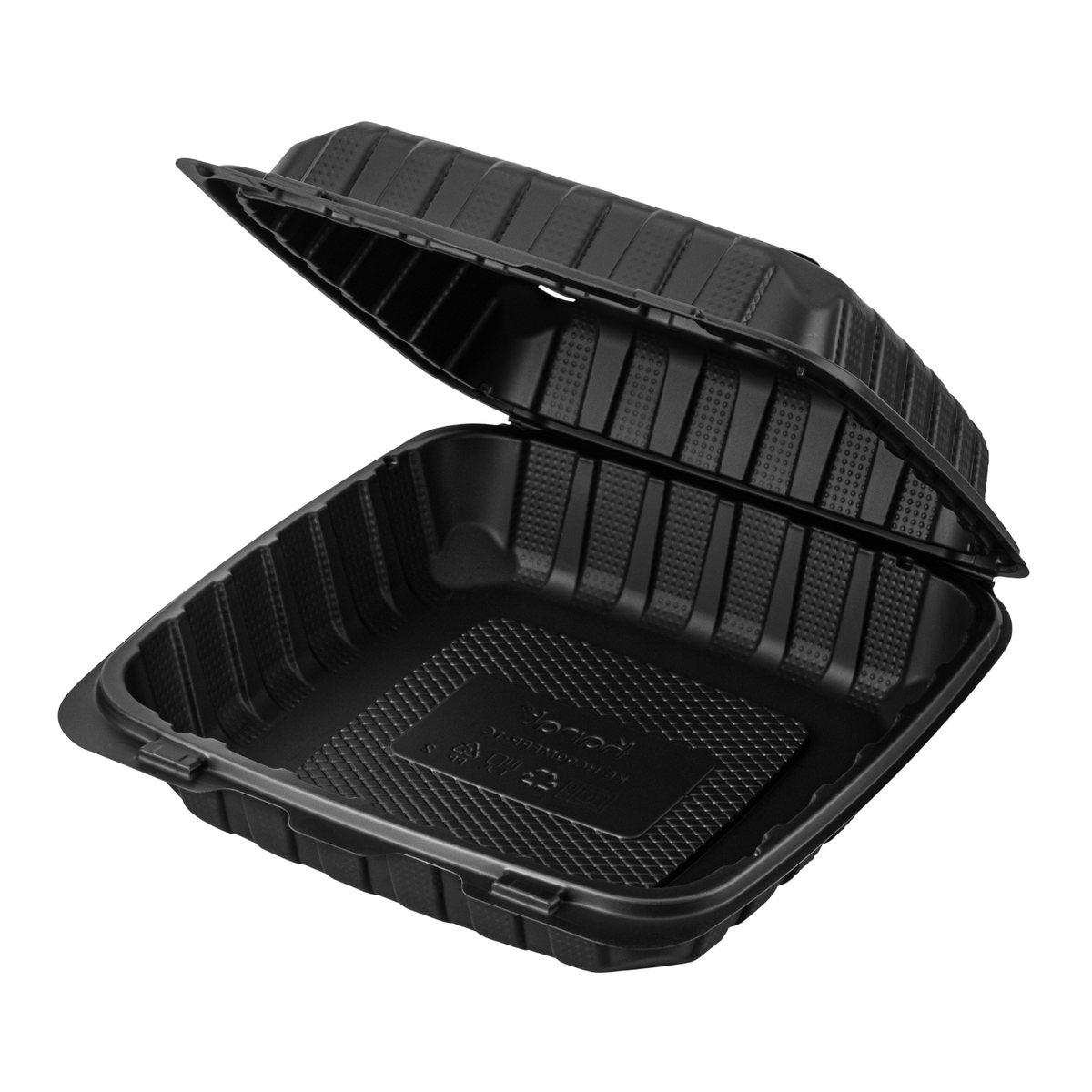 Karat Earth 9" x 9" Mineral Filled PP Hinged Container, Black - 120 pcs