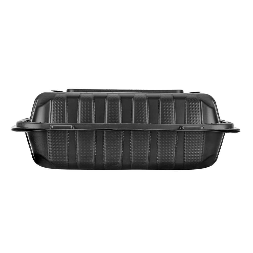 Karat Earth 9" x 9" Mineral Filled PP Hinged Container, Black - 120 pcs