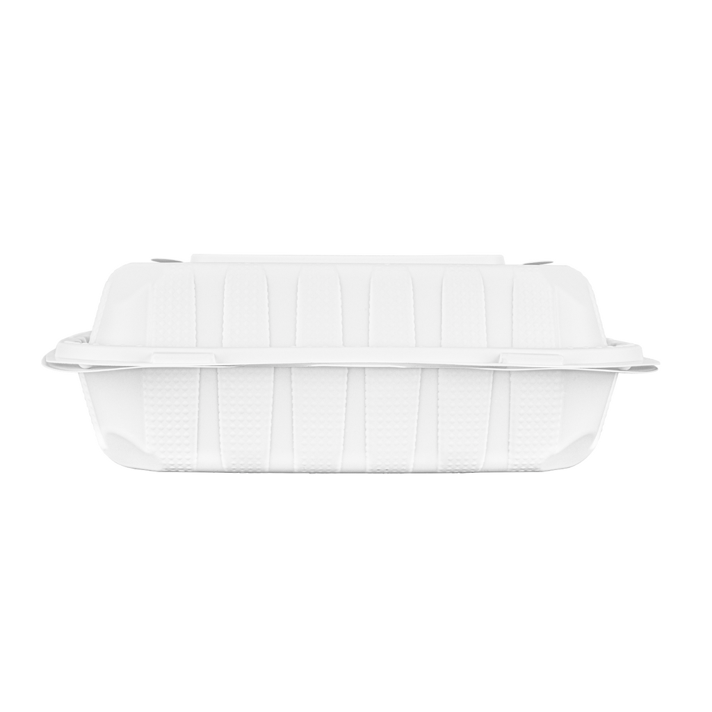 Karat Earth 9" x 9" Mineral Filled PP Hinged Container, White, 3 compartments, - 120 pcs