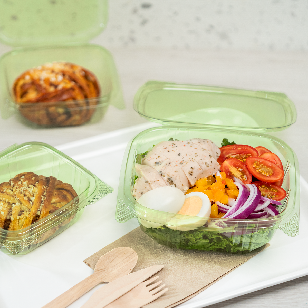 Karat Earth 12oz PLA Hinged Deli Container, Green - 200 pcs