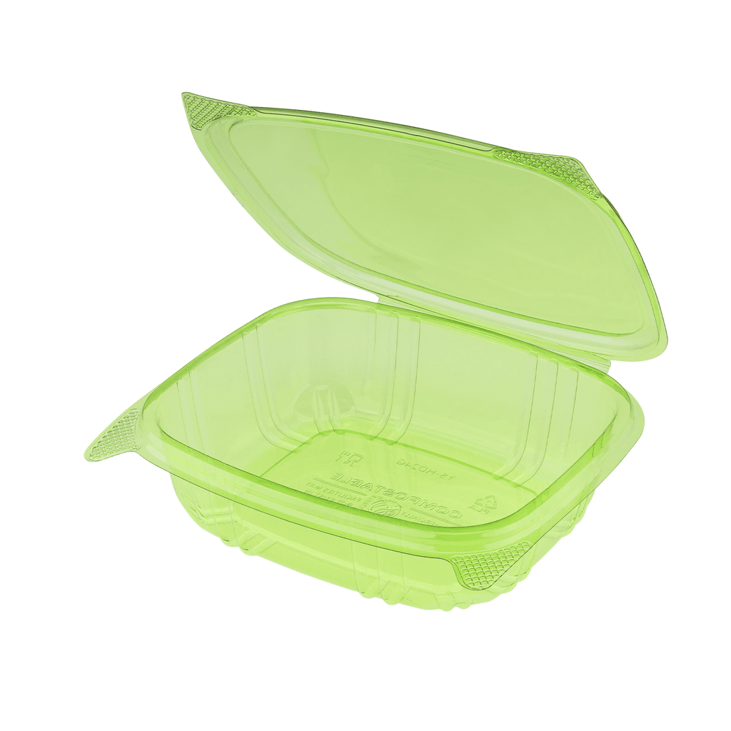 Karat Earth 24oz PLA Hinged Deli Container, Green - 200 pcs