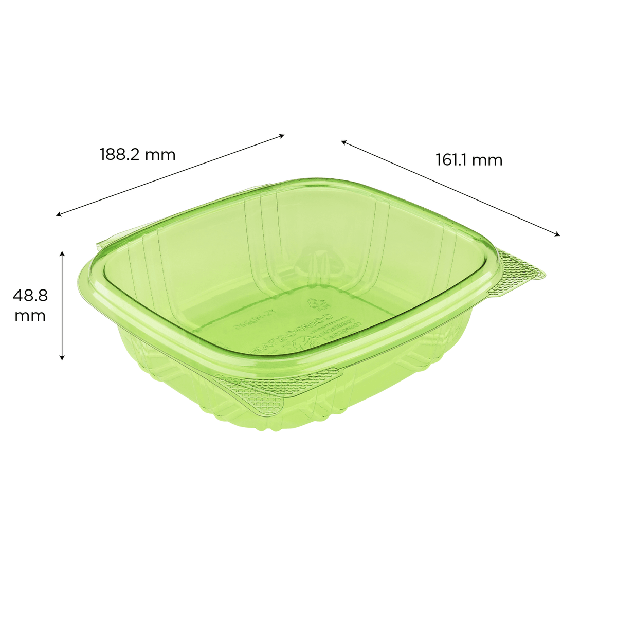 Karat Earth 24oz PLA Hinged Deli Container, Green - 200 pcs