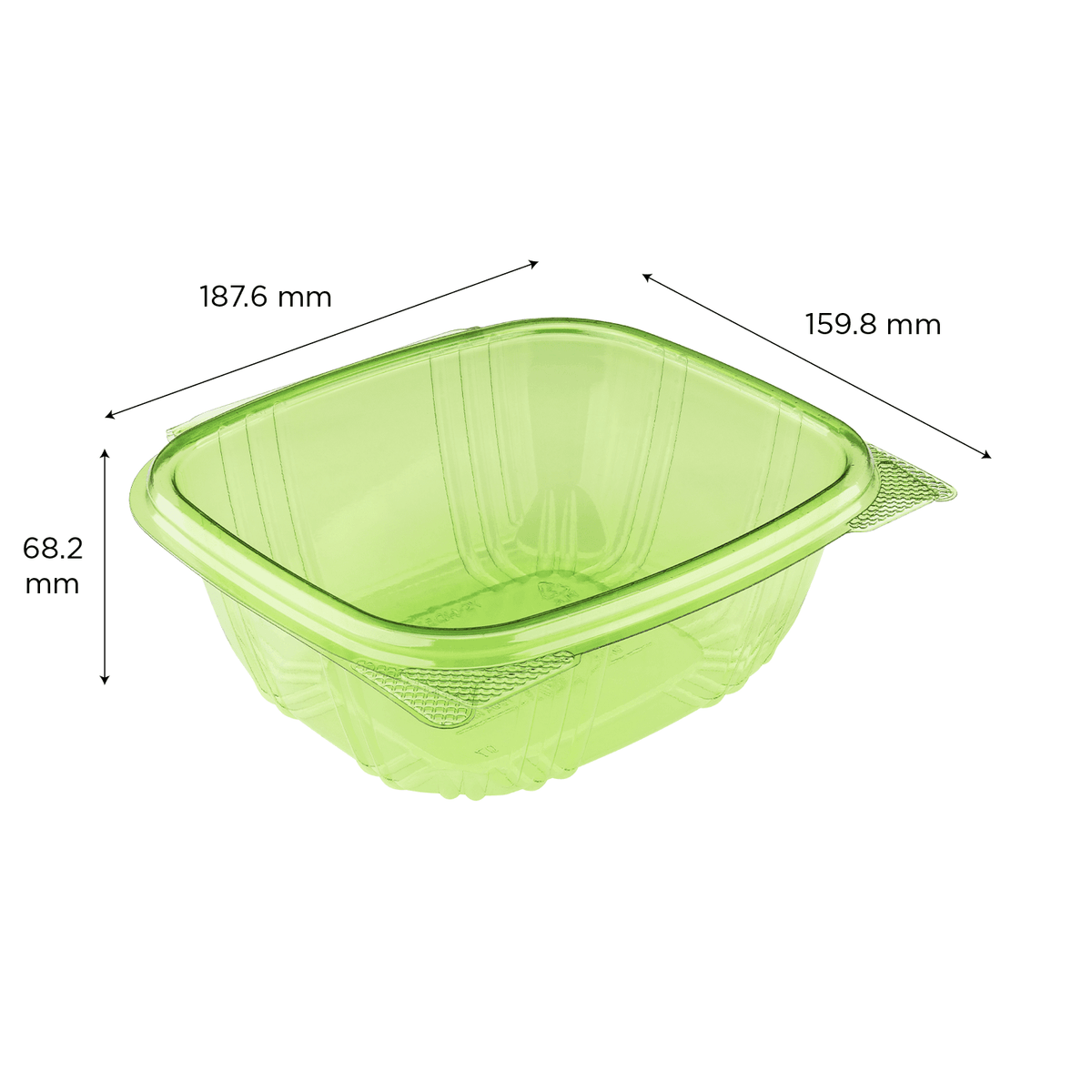 Karat Earth 32oz PLA Hinged Deli Container, Green - 200 pcs