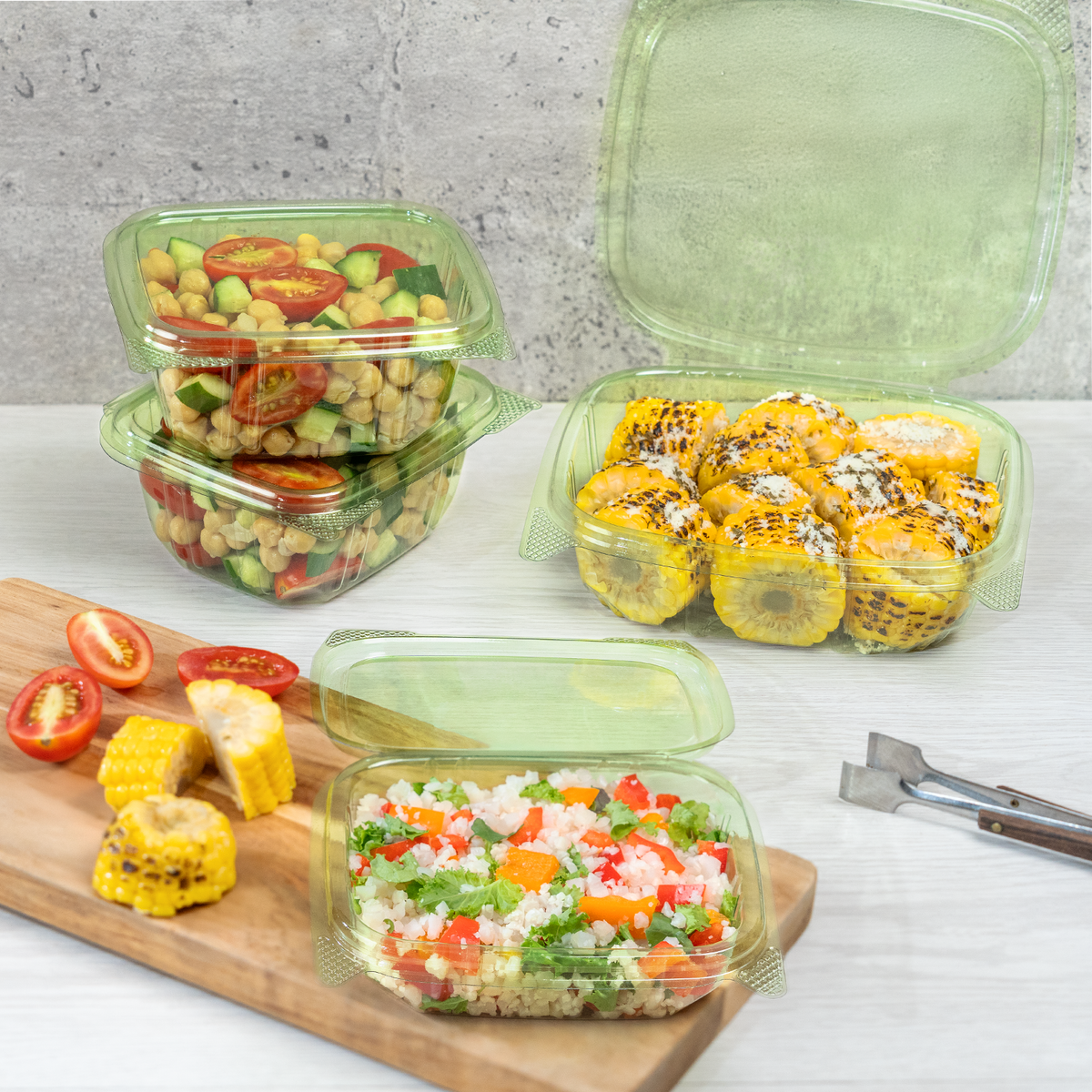 Karat Earth 8oz PLA Hinged Deli Container, Green - 200 pcs