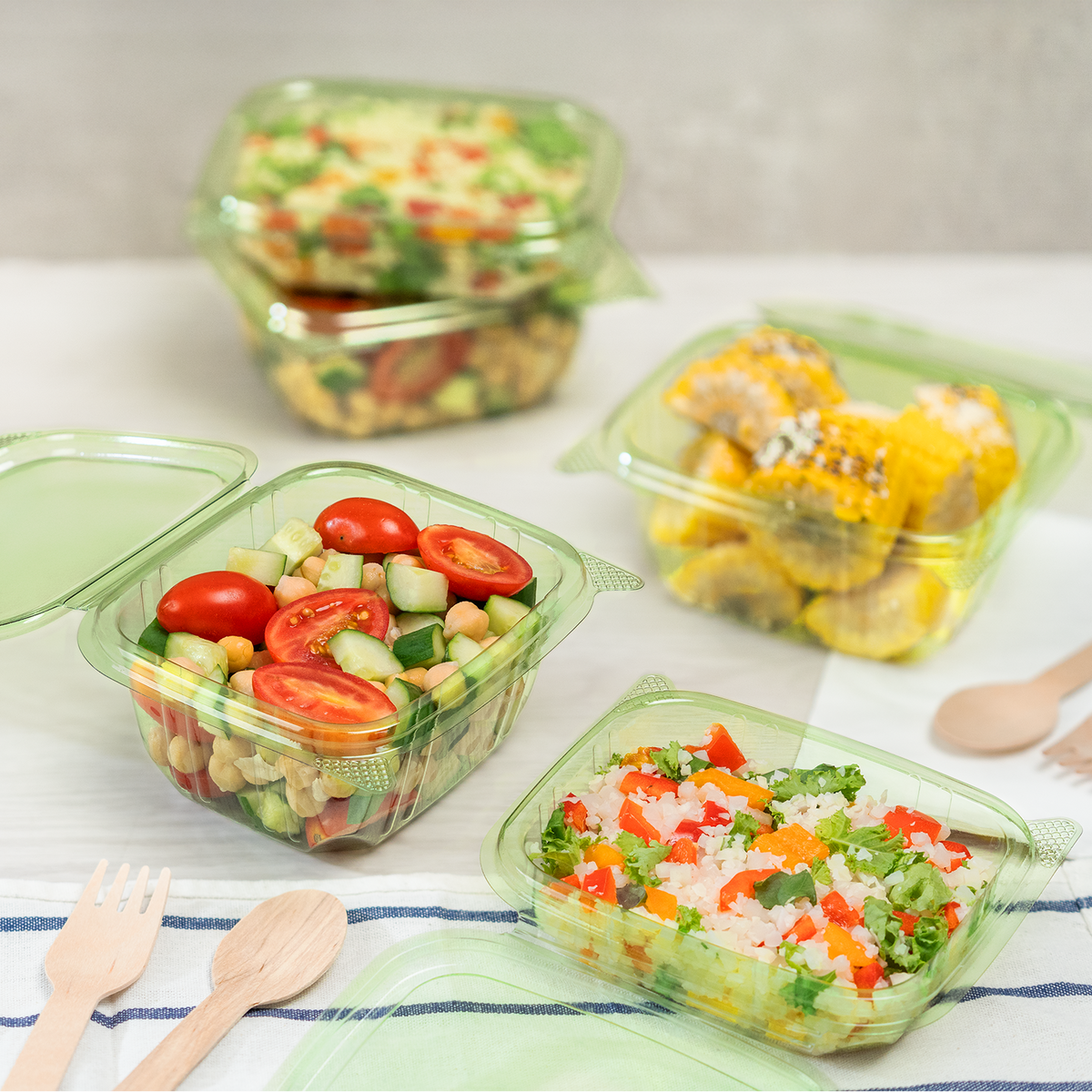 Karat Earth 8oz PLA Hinged Deli Container, Green - 200 pcs