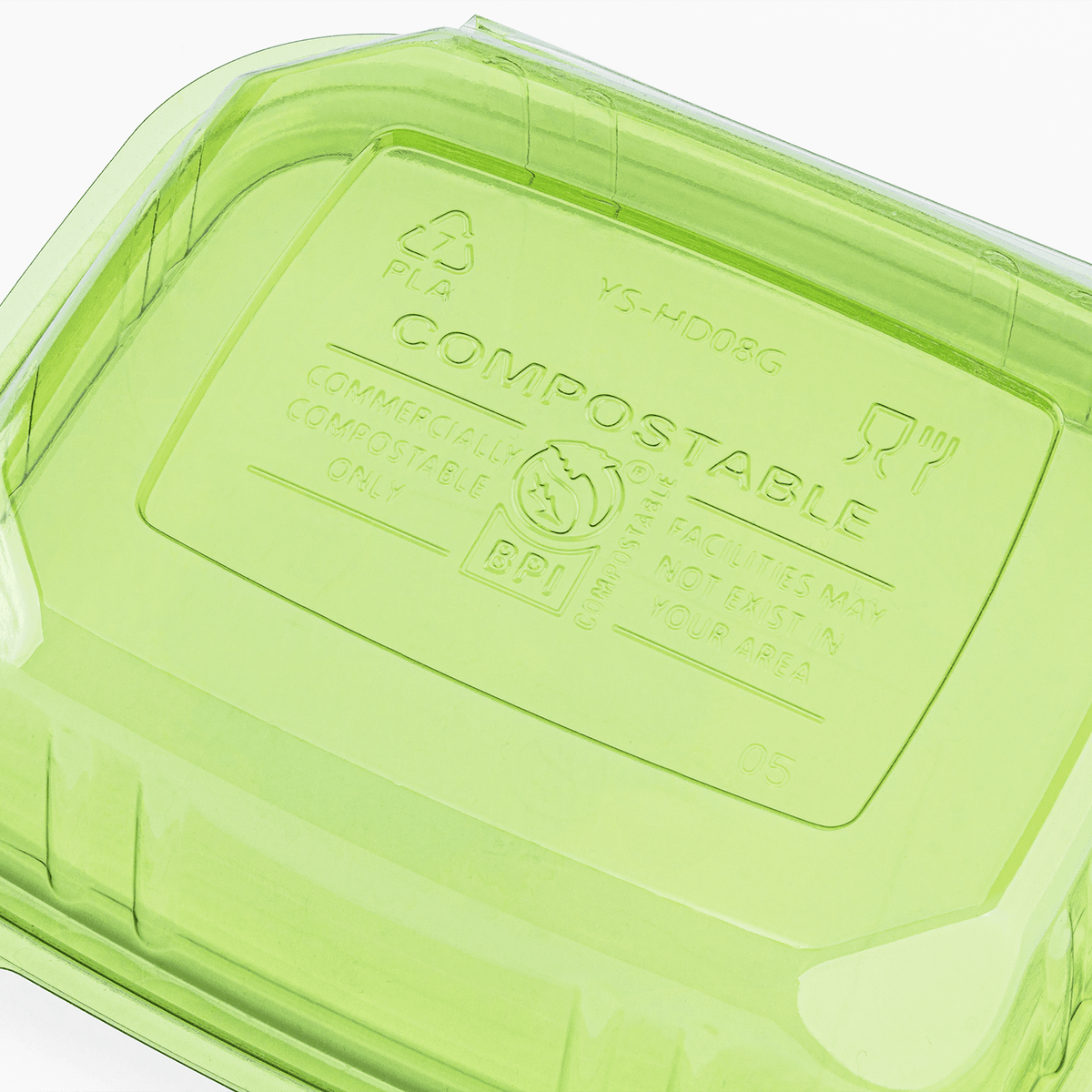 Karat Earth 8oz PLA Hinged Deli Container, Green - 200 pcs