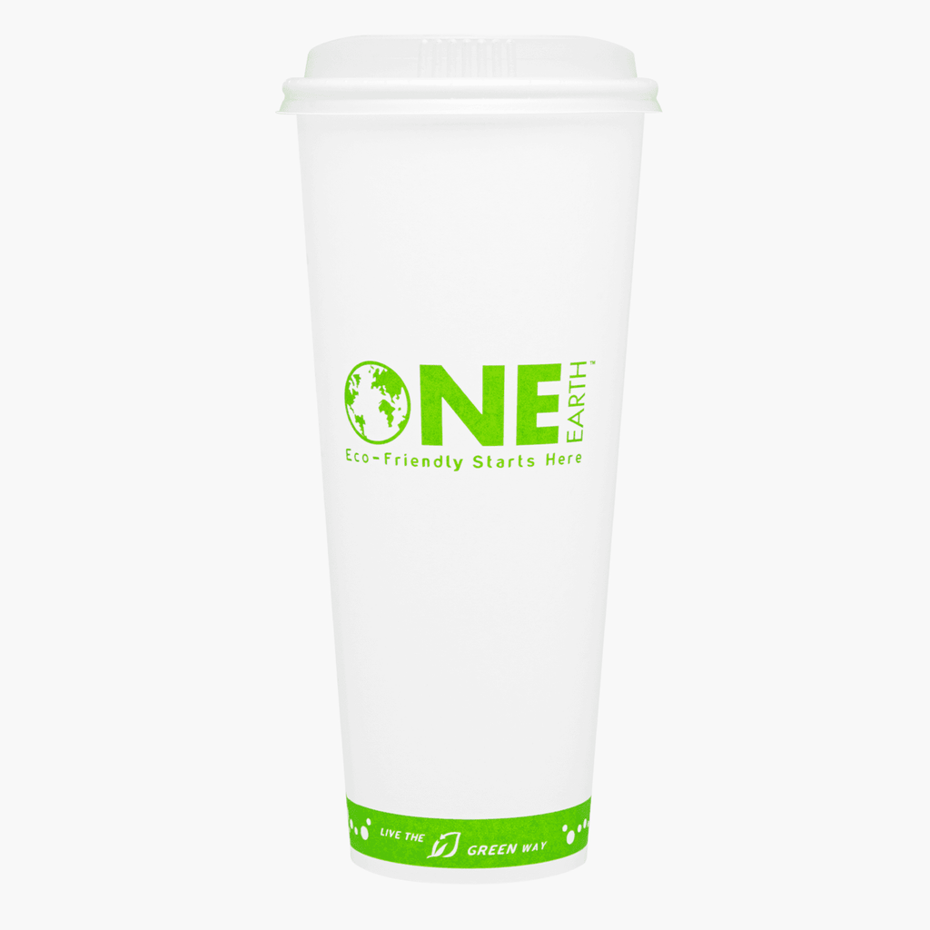 Karat Earth 24oz Eco-Friendly Paper Hot Cups (90mm), One Cup, One Earth Print - 500 pcs