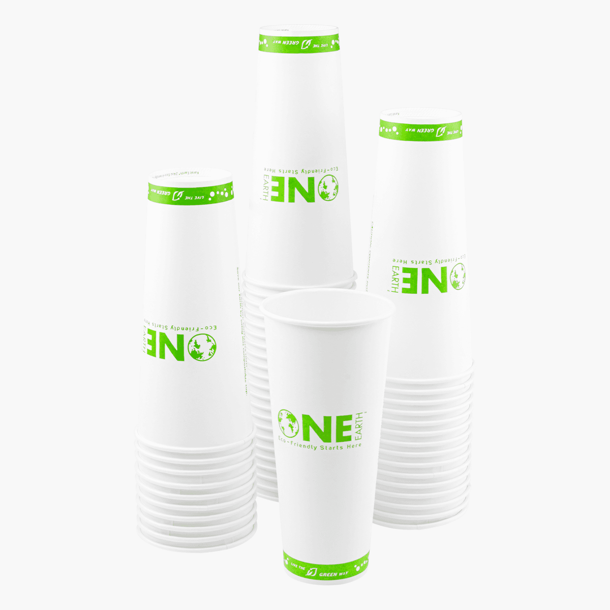 Karat Earth 24oz Eco-Friendly Paper Hot Cups (90mm), One Cup, One Earth Print - 500 pcs