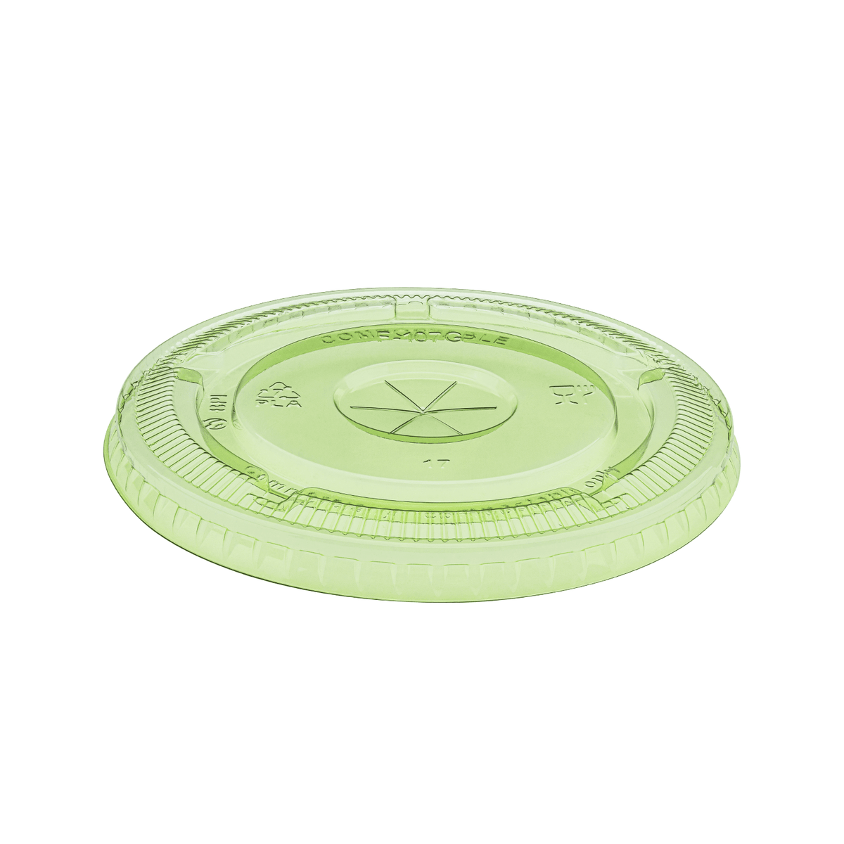 Karat Earth 107mm PLA Flat Lids for 32oz Cold Cups, Green - 500 pcs