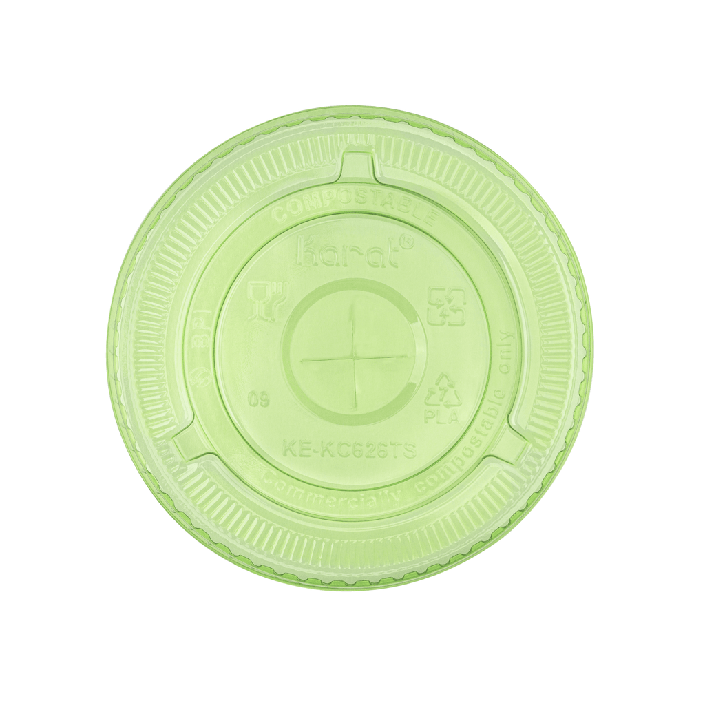 Karat Earth 98mm PLA Flat Lids for 12-24oz Cups, Green - 1,000 pcs