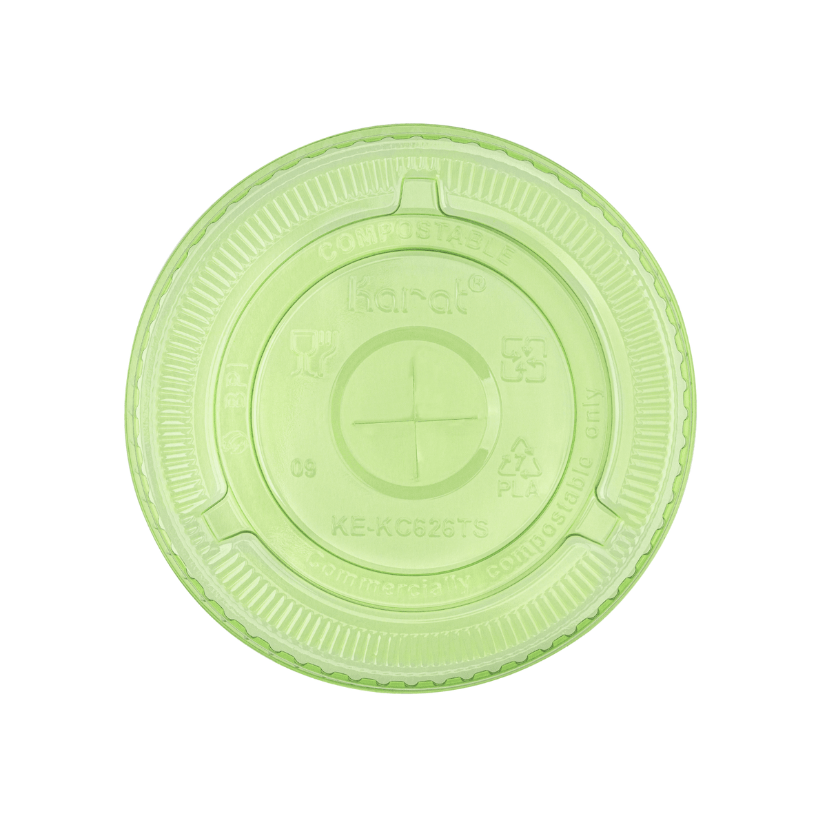 Karat Earth 98mm PLA Flat Lids for 12-24oz Cups, Green - 1,000 pcs