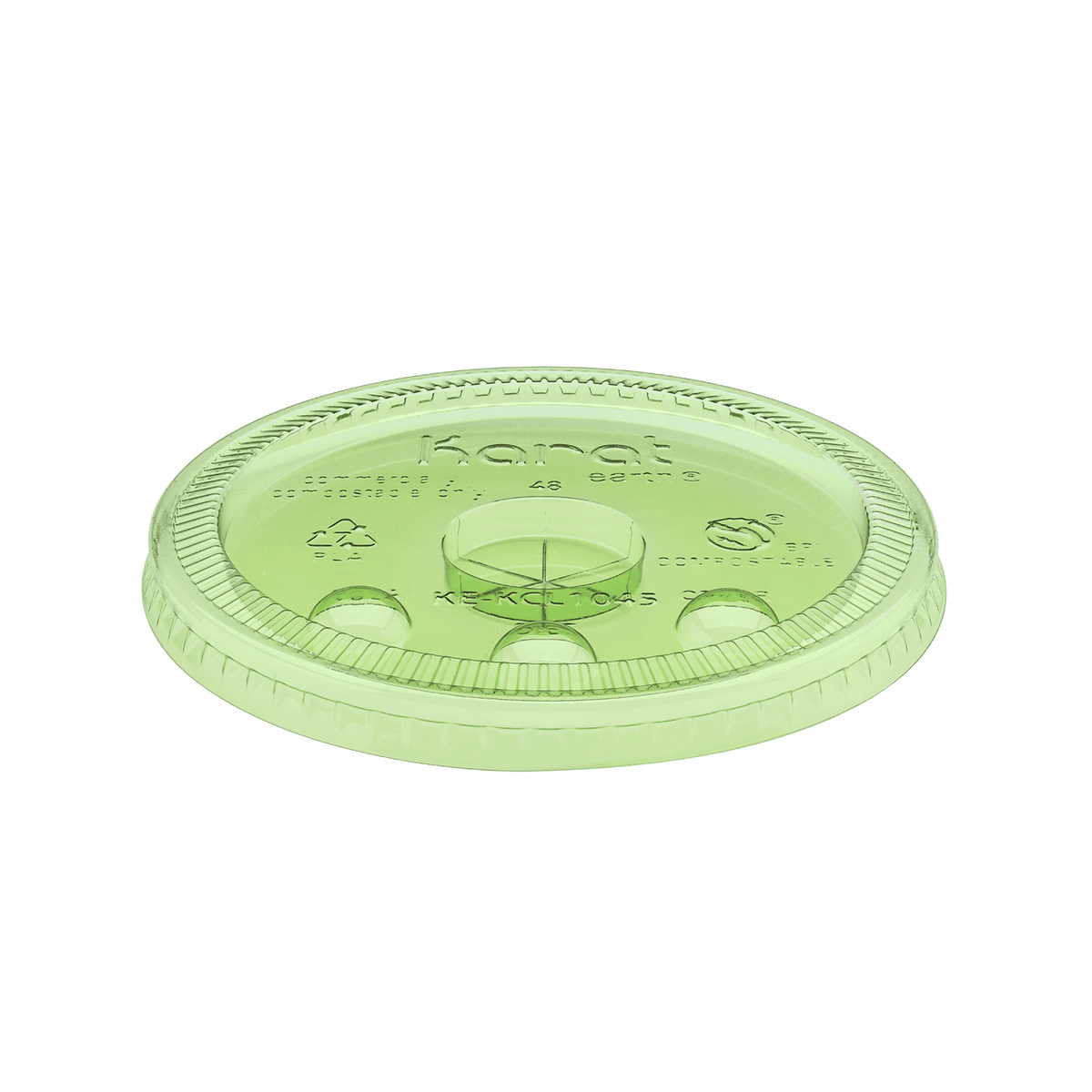Karat Earth 104.5mm PLA Flat Lids for 32oz Paper Cold Cups, Green - 600 pcs