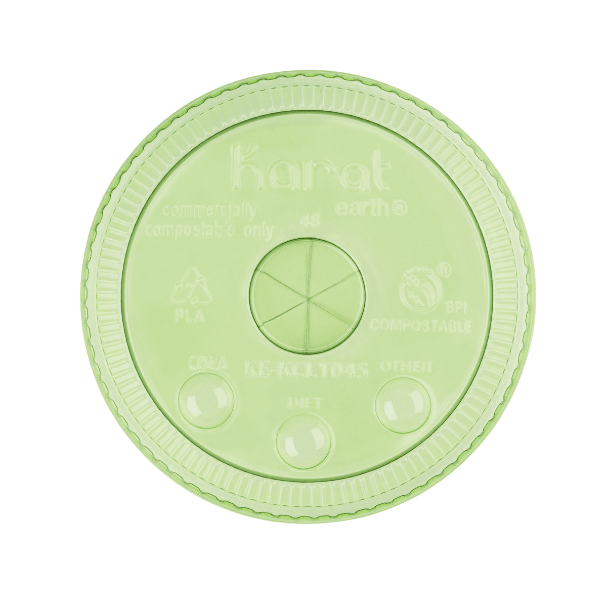 Karat Earth 104.5mm PLA Flat Lids for 32oz Paper Cold Cups, Green - 600 pcs