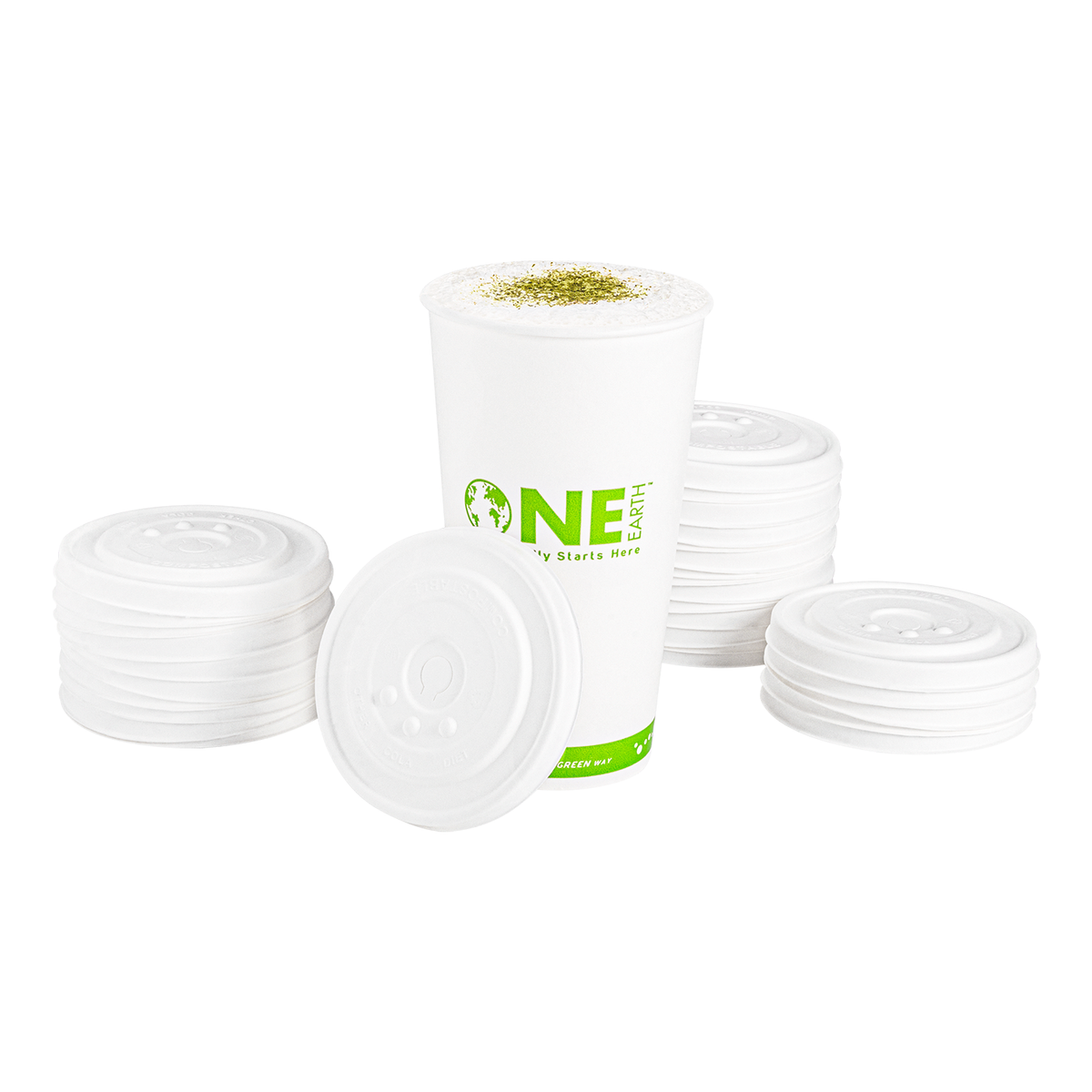 Karat Earth Compostable Fiber Paper Flat lid for 32 oz Paper Cold Cup (104.5mm) - 600 pcs