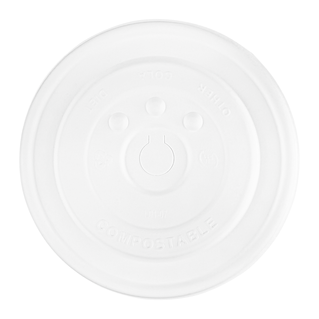 Karat Earth Compostable Fiber Paper Flat lid for 32 oz Paper Cold Cup (104.5mm) - 600 pcs
