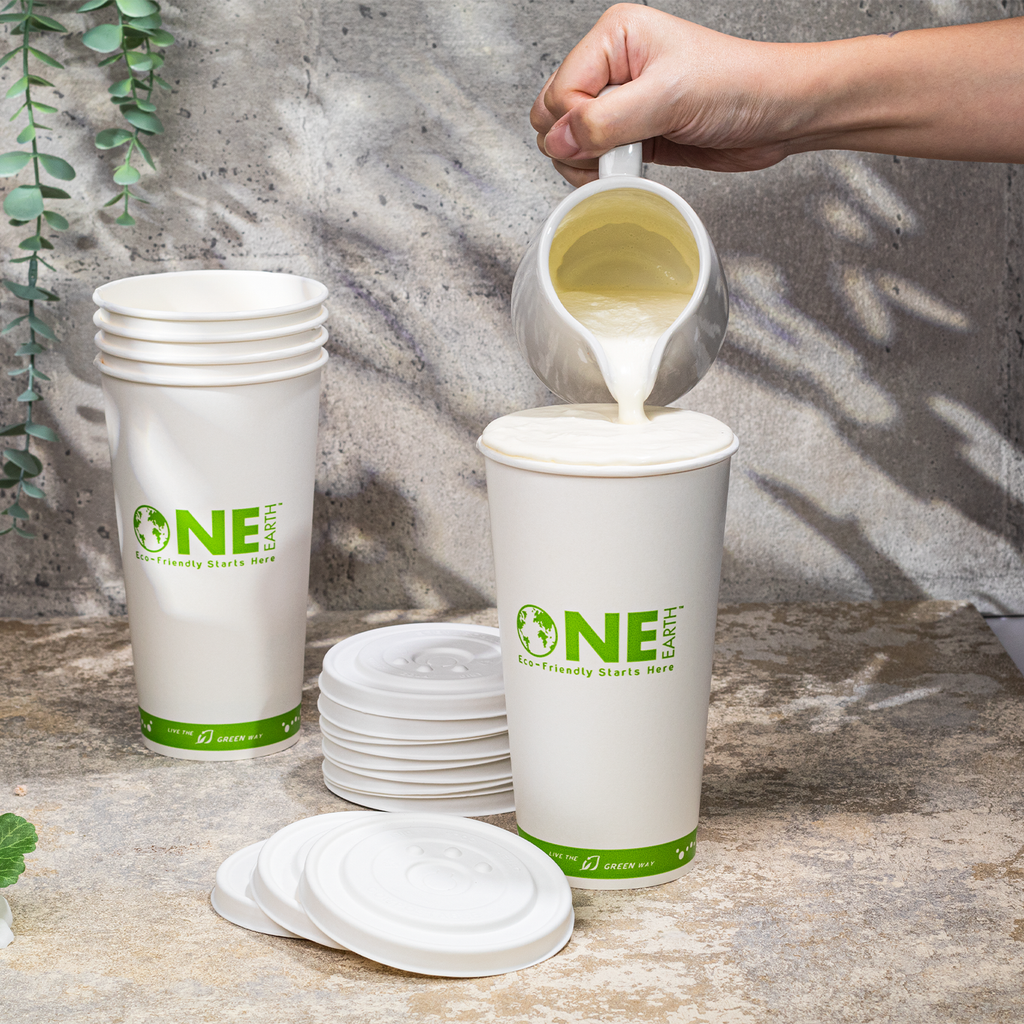 Karat Earth Compostable Fiber Paper Flat lid for 32 oz Paper Cold Cup (104.5mm) - 600 pcs