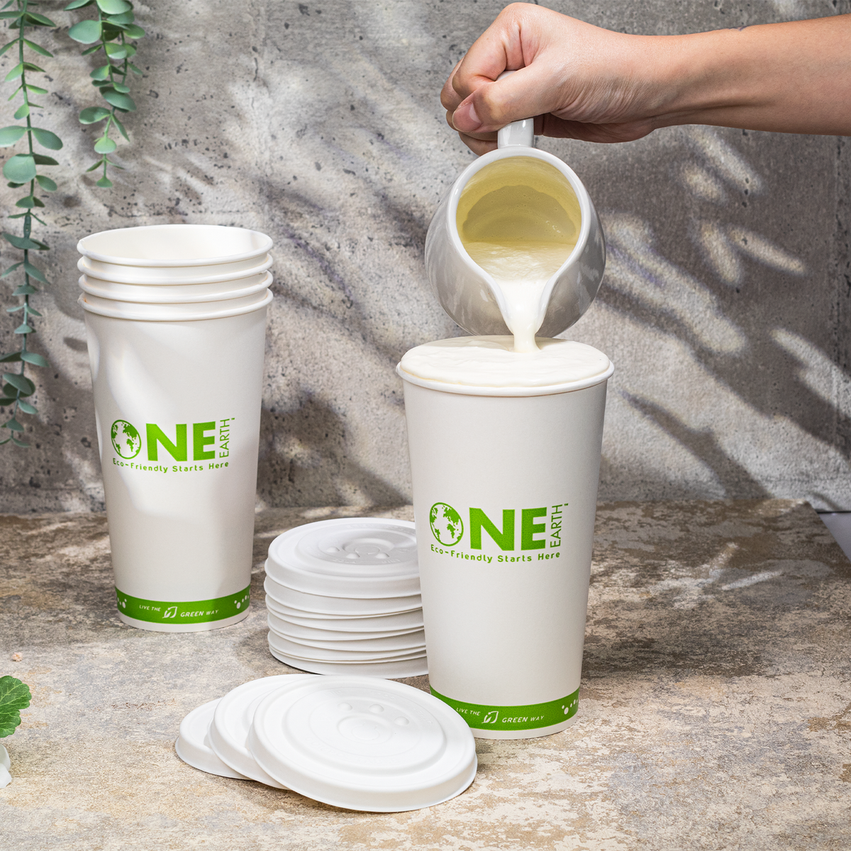 Karat Earth Compostable Fiber Paper Flat lid for 32 oz Paper Cold Cup (104.5mm) - 600 pcs