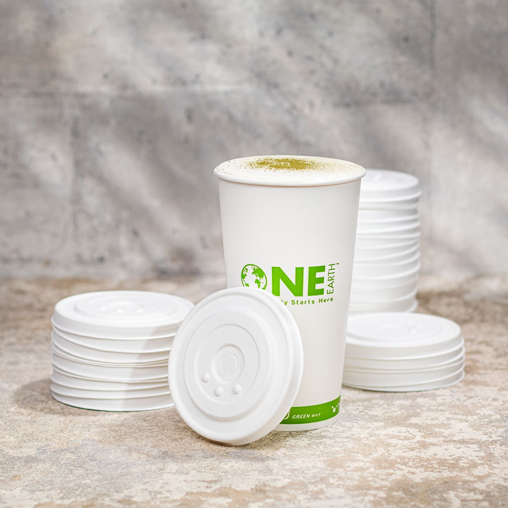 Karat Earth Compostable Fiber Paper Flat lid for 32 oz Paper Cold Cup (104.5mm) - 600 pcs