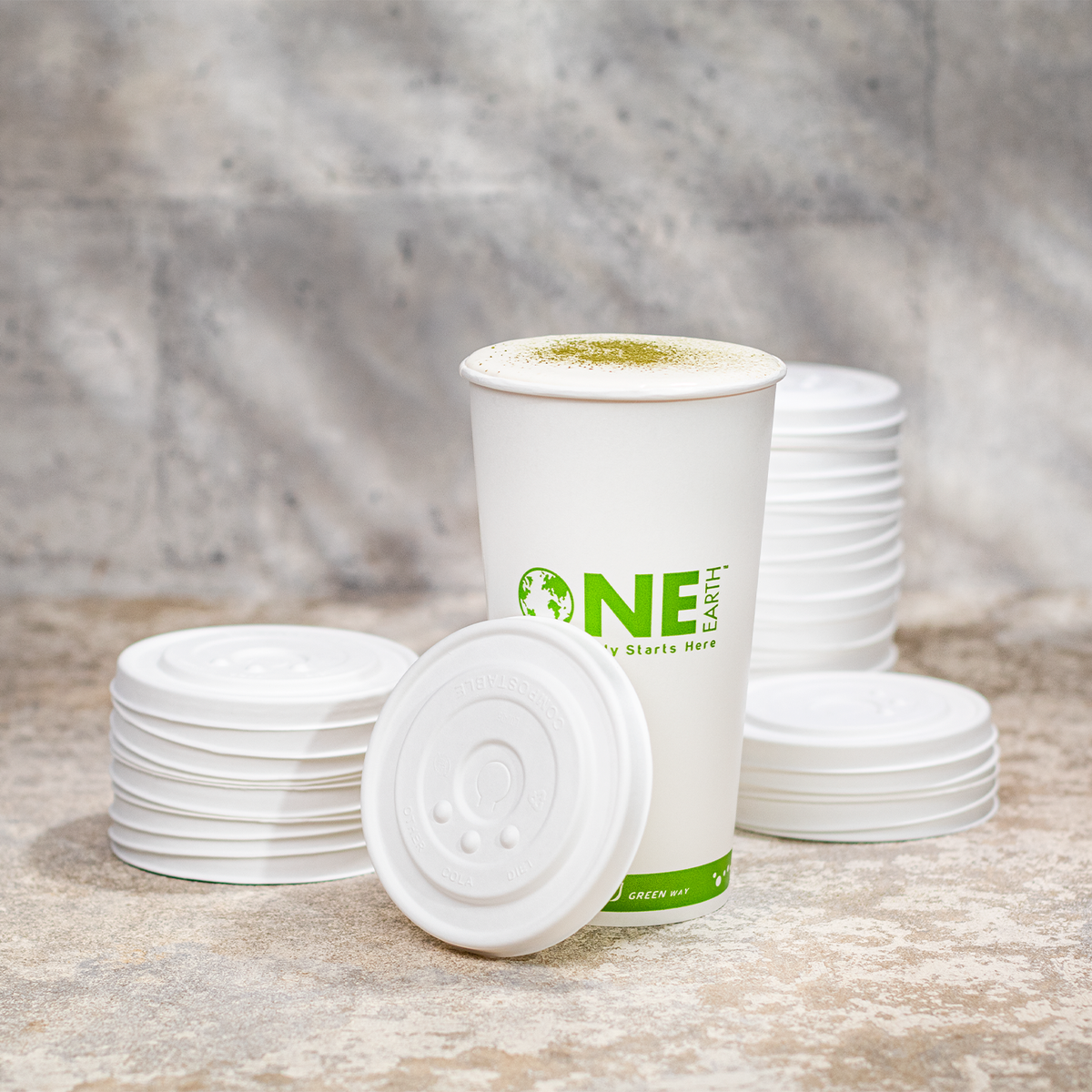 Karat Earth Compostable Fiber Paper Flat lid for 32 oz Paper Cold Cup (104.5mm) - 600 pcs