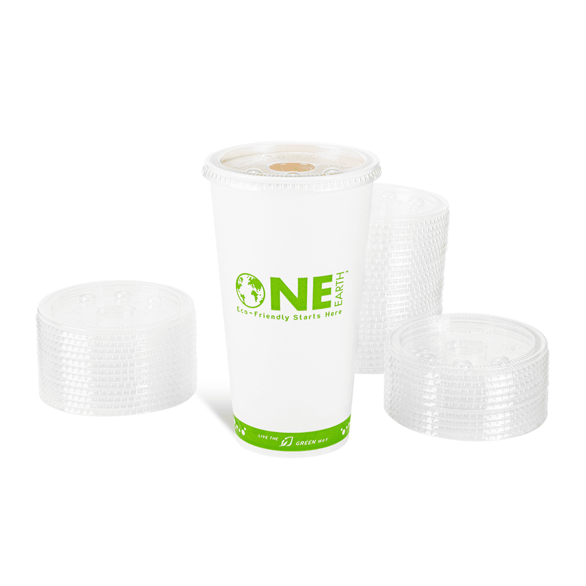 Karat Earth 104.5mm PLA Flat Lids for Eco-Friendly 32oz Paper Cold Cups - 600 pcs