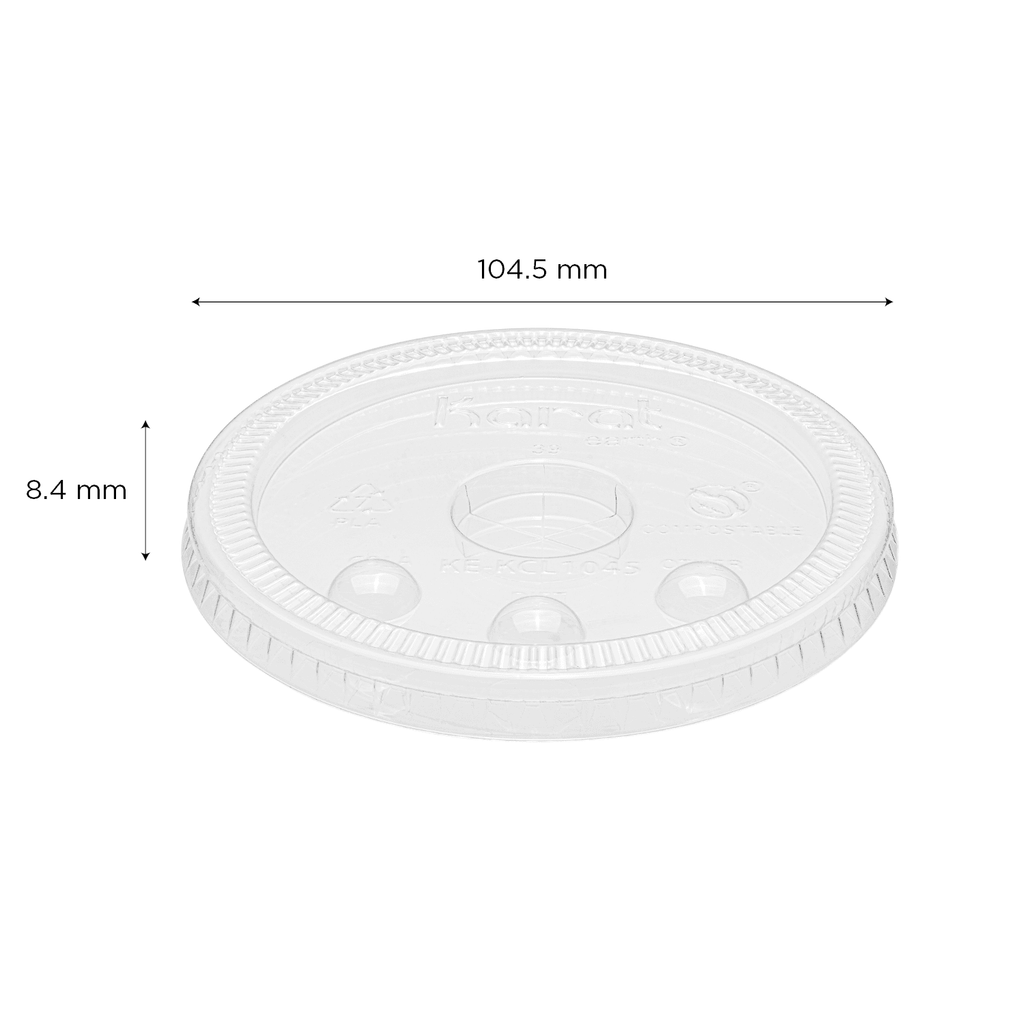 Karat Earth 104.5mm PLA Flat Lids for Eco-Friendly 32oz Paper Cold Cups - 600 pcs