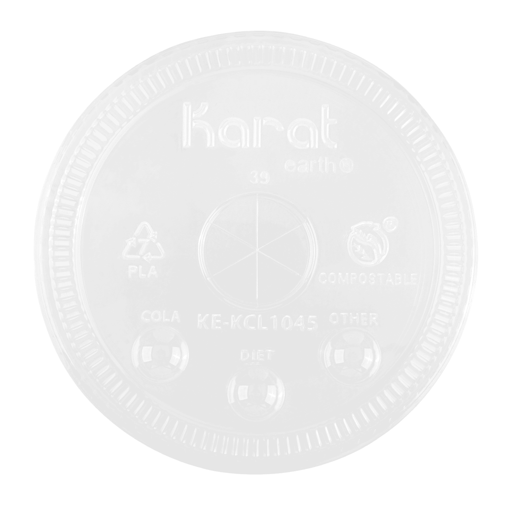 Karat Earth 104.5mm PLA Flat Lids for Eco-Friendly 32oz Paper Cold Cups - 600 pcs