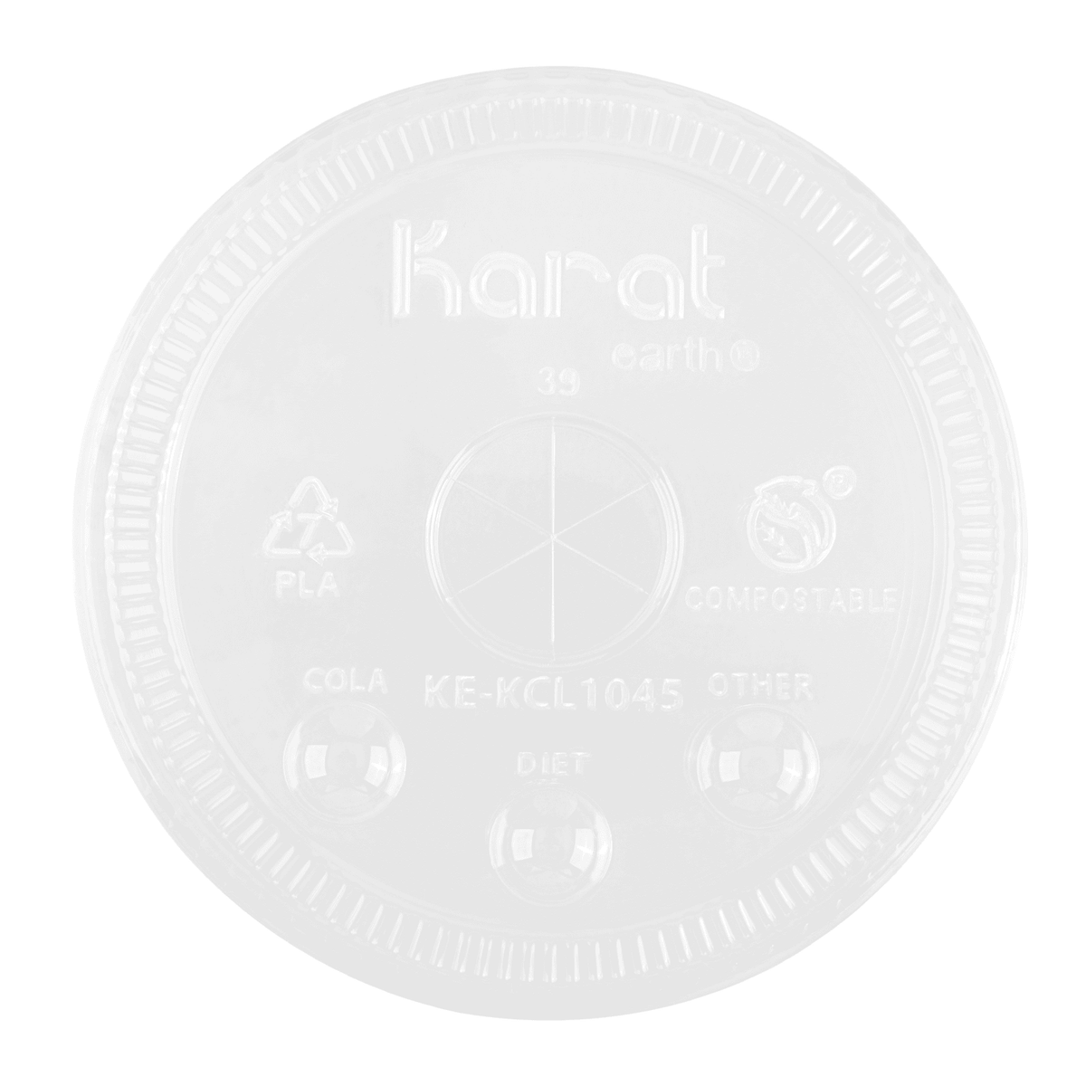 Karat Earth 104.5mm PLA Flat Lids for Eco-Friendly 32oz Paper Cold Cups - 600 pcs
