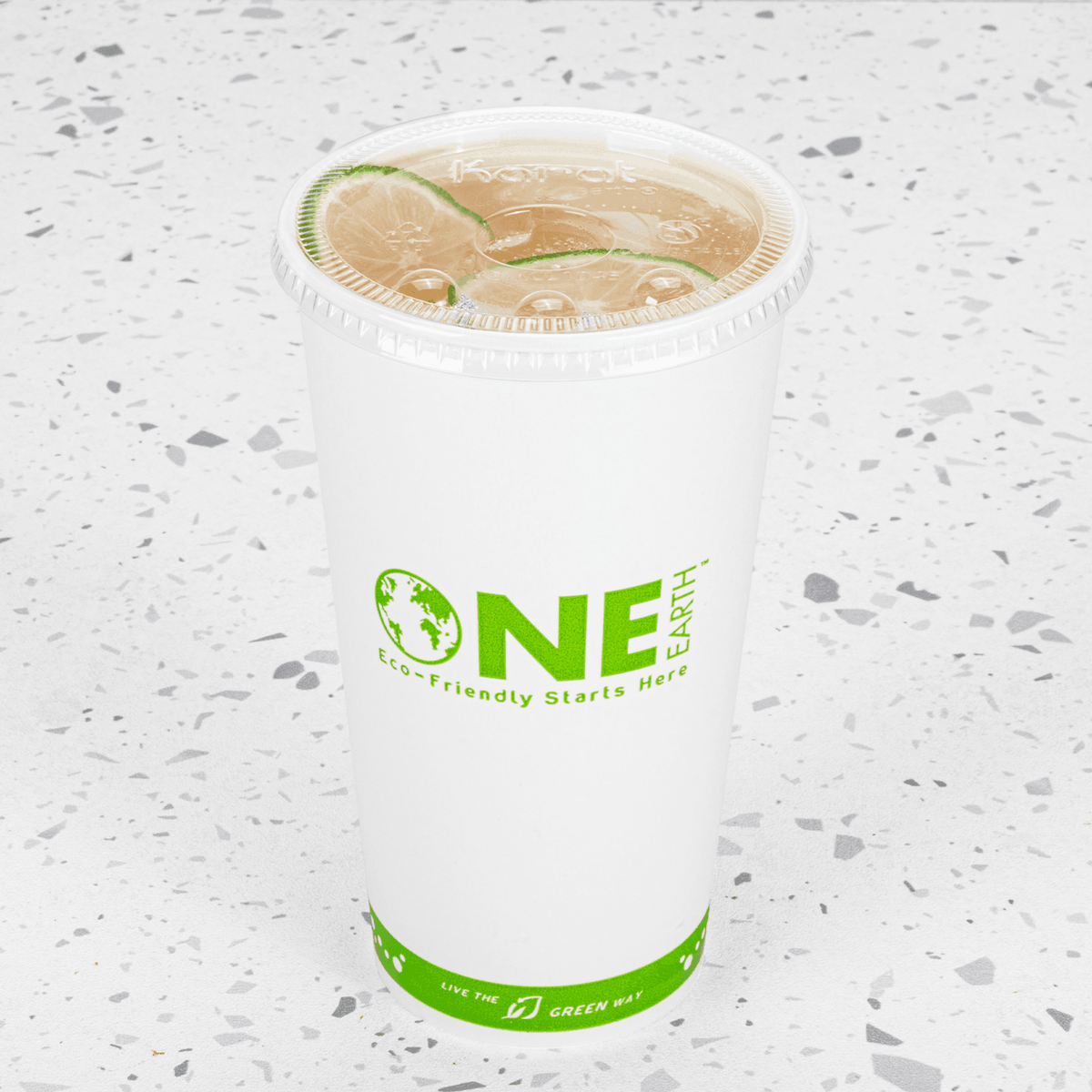 Karat Earth 104.5mm PLA Flat Lids for Eco-Friendly 32oz Paper Cold Cups - 600 pcs