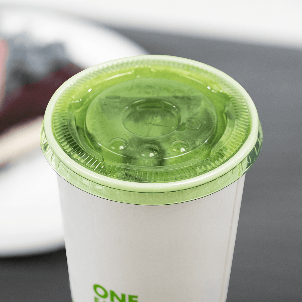 Karat Earth 90mm PLA Flat Lids for 12-22oz Cold Cups, Green - 1,000 pcs