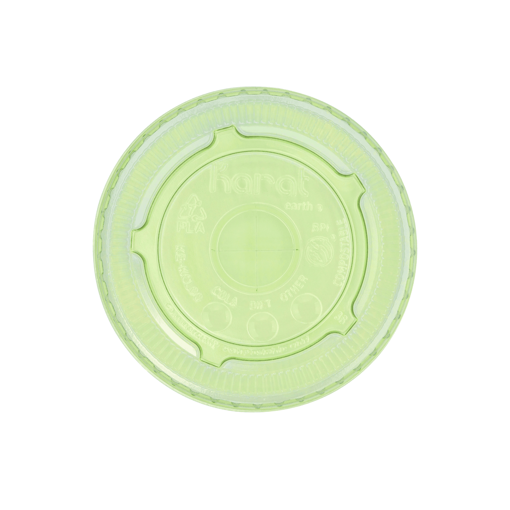 Karat Earth 90mm PLA Flat Lids for 12-22oz Cold Cups, Green - 1,000 pcs