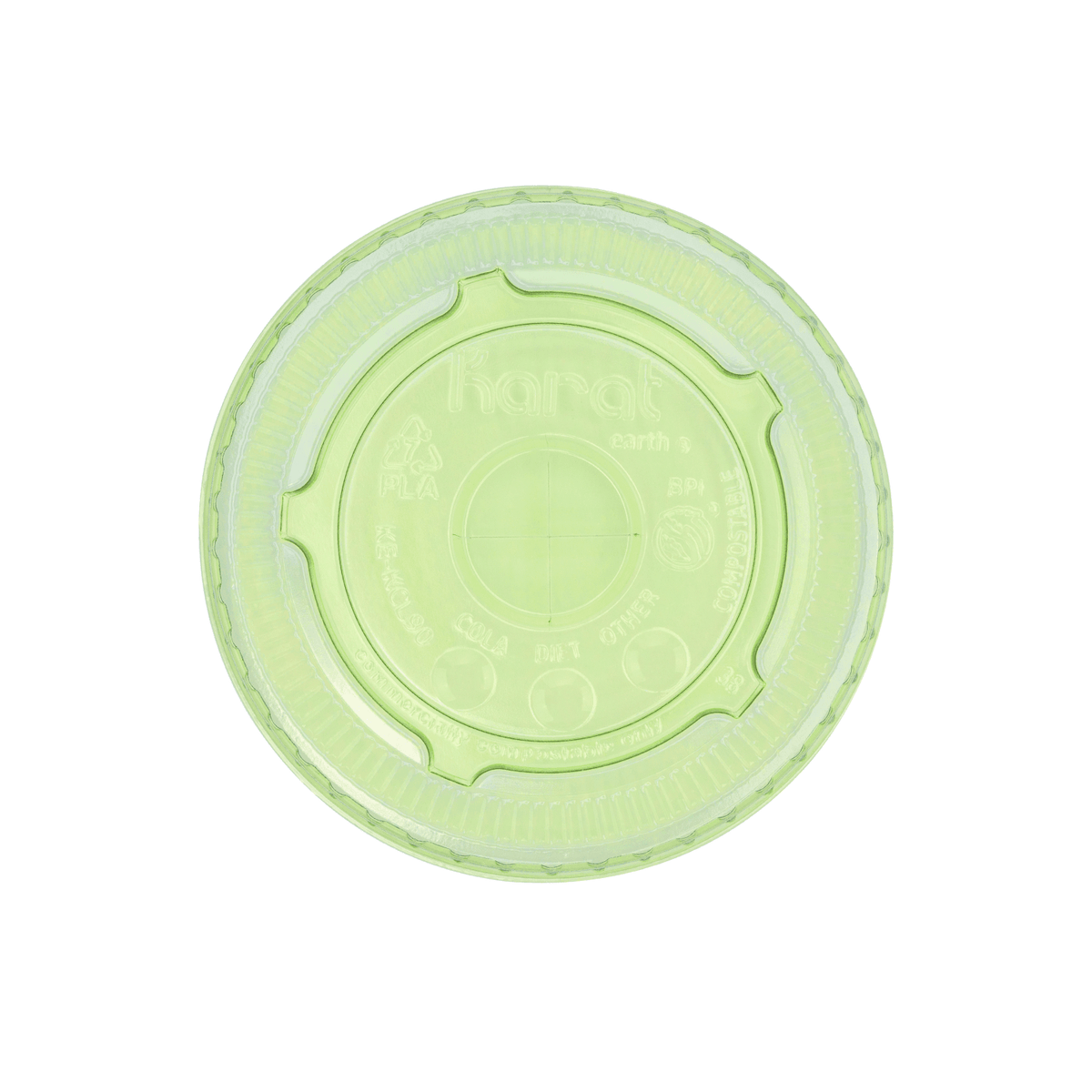 Karat Earth 90mm PLA Flat Lids for 12-22oz Cold Cups, Green - 1,000 pcs
